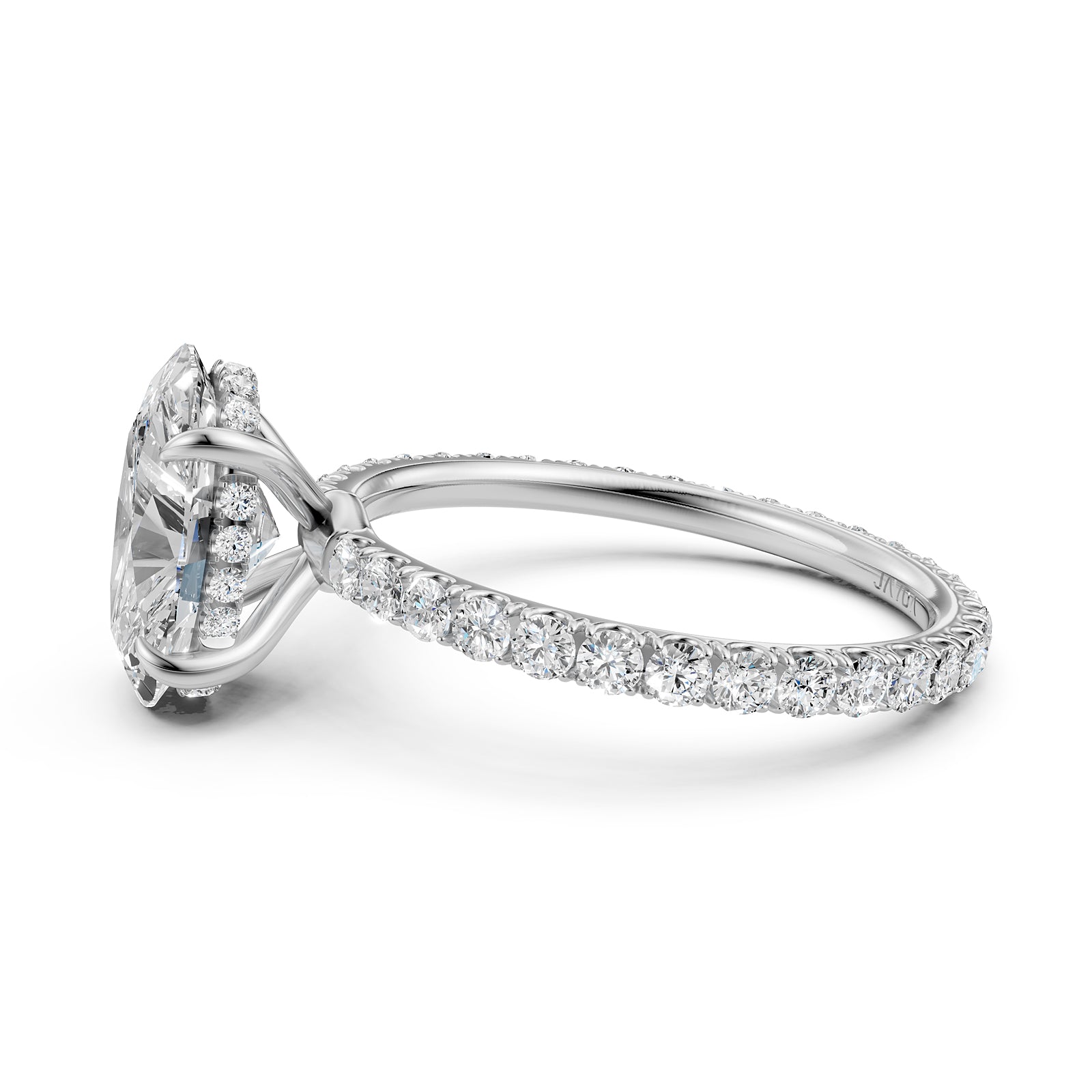 Hidden Halo French U Cut Pave Set Lab Grown Diamond Engagement Ring IGI Certified 2.60 Ctw.