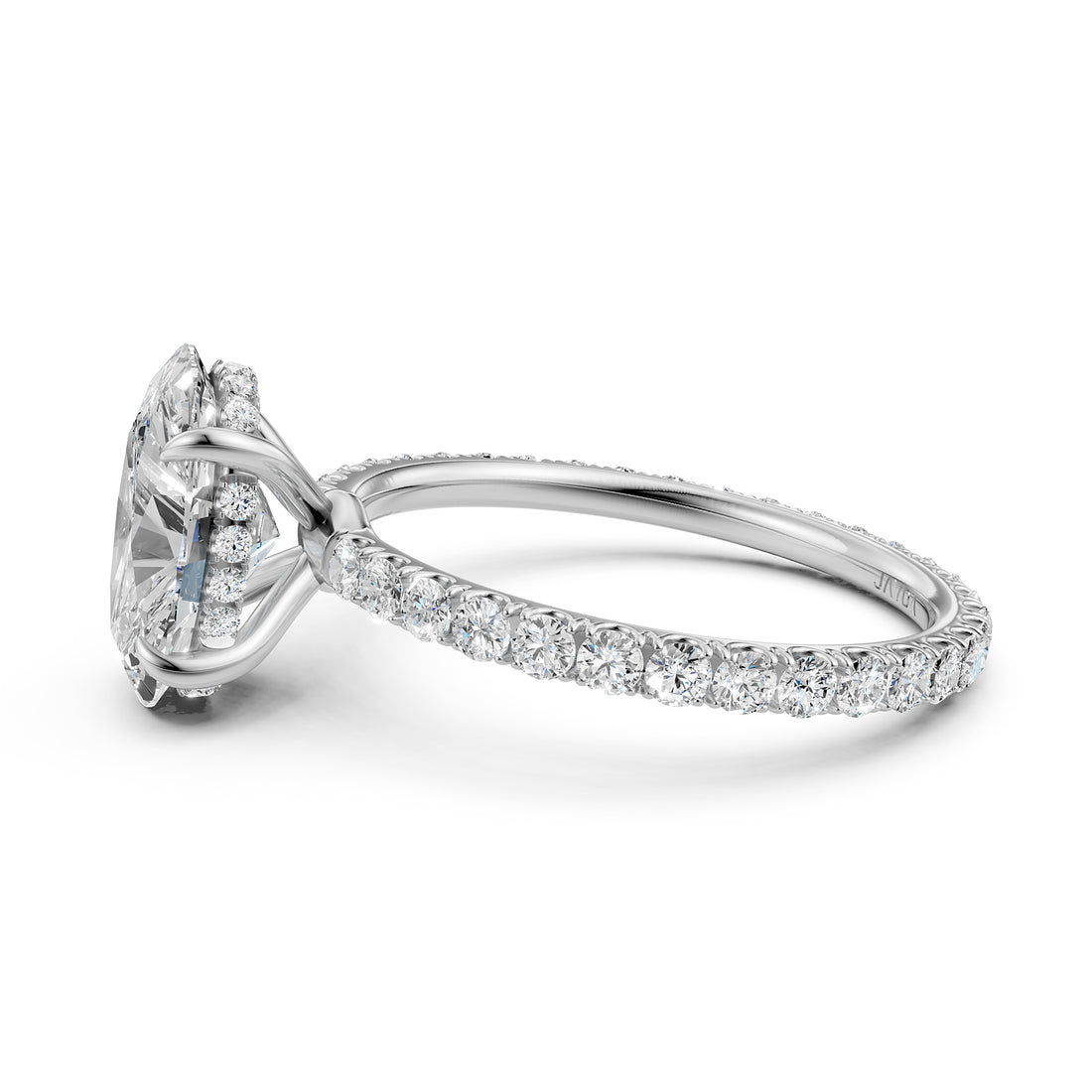 Hidden Halo French U Cut Pave Set Lab Grown Diamond Engagement Ring IGI Certified 2.60 Ctw.