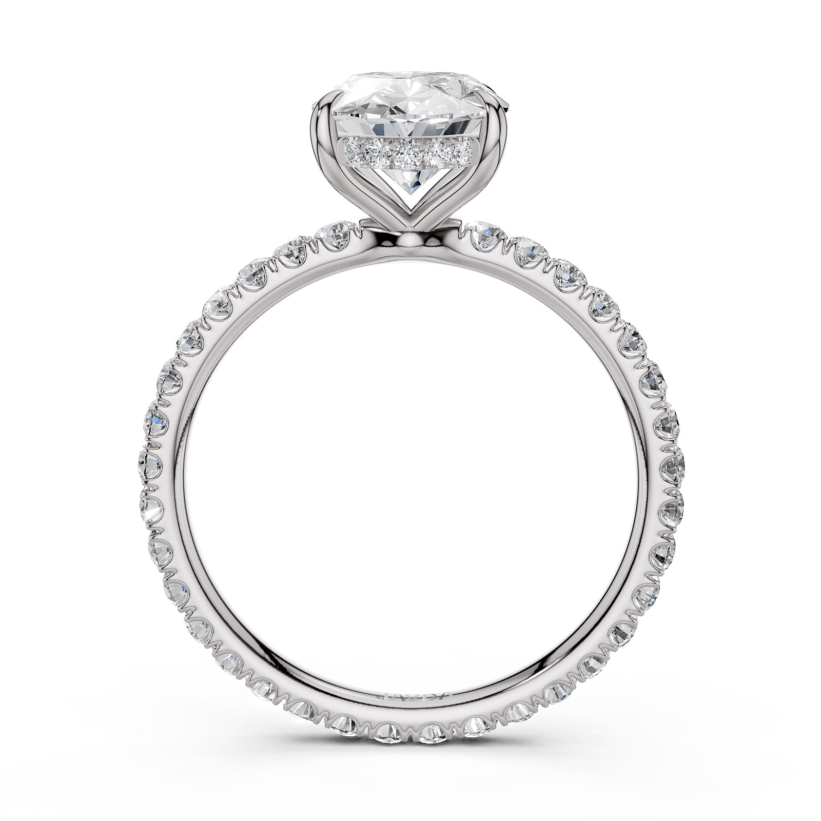 Hidden Halo French U Cut Pave Set Lab Grown Diamond Engagement Ring IGI Certified 2.60 Ctw.