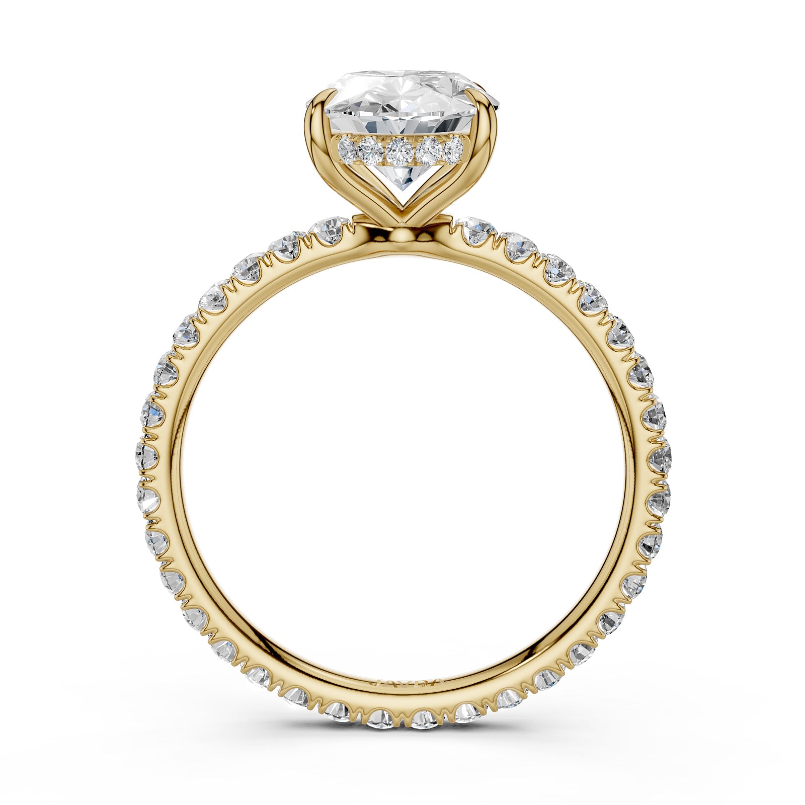 Hidden Halo French U Cut Pave Set Lab Grown Diamond Engagement Ring IGI Certified 2.60 Ctw.