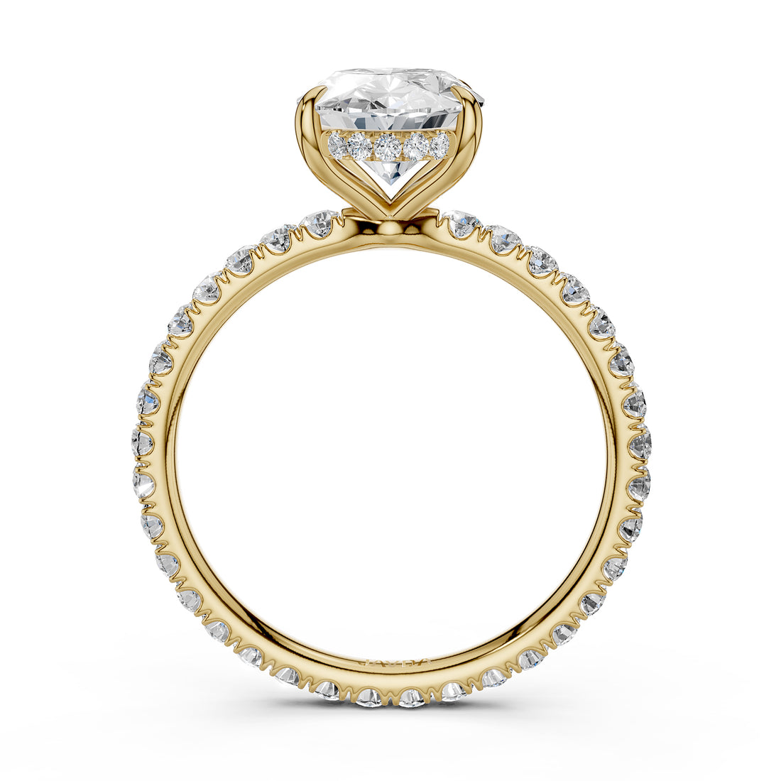 Hidden Halo French U Cut Pave Set Lab Grown Diamond Engagement Ring IGI Certified 2.60 Ctw.