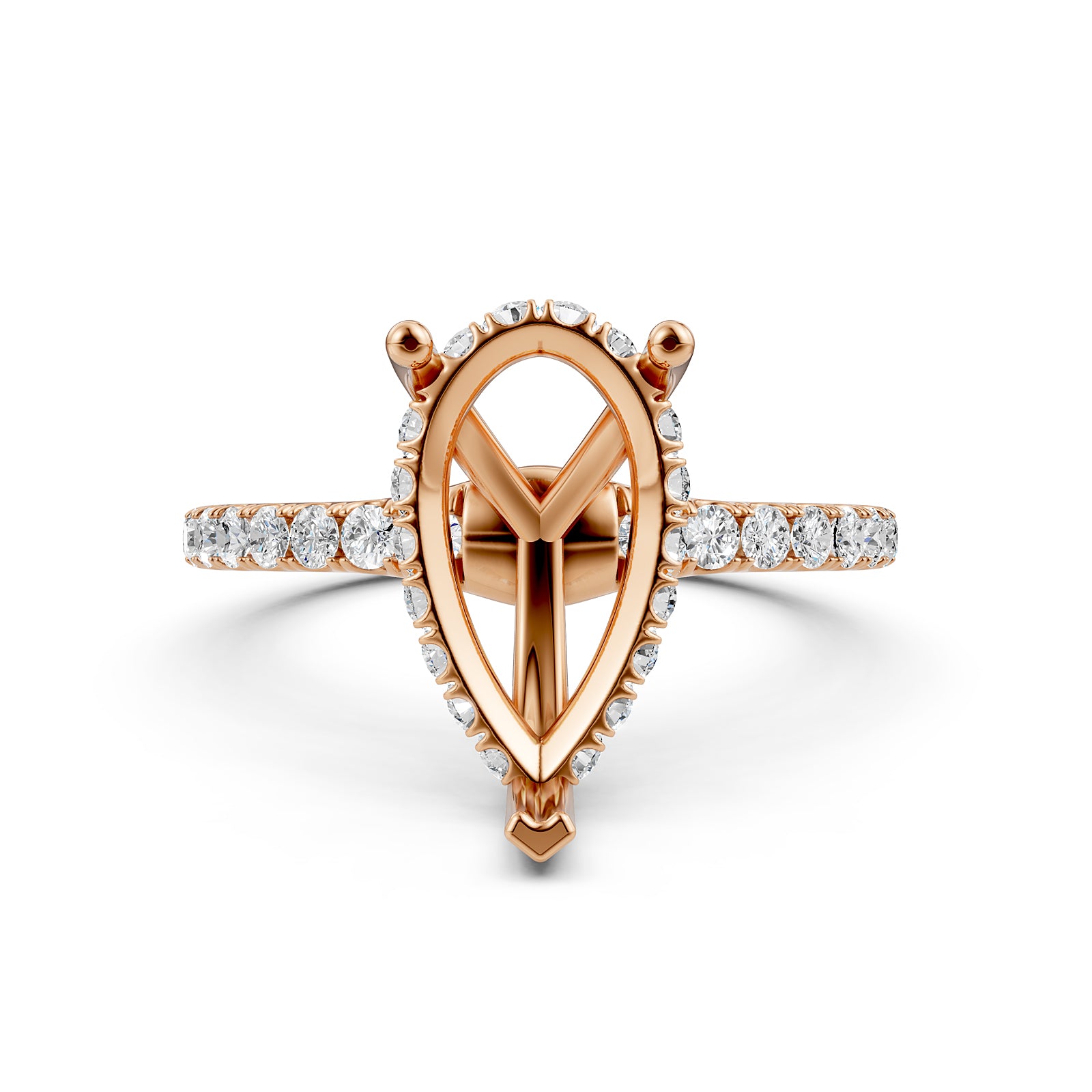 Hidden Halo French U Cut Pave Set Semi Mount Lab Grown Diamond Engagement Ring 0.60Ct.