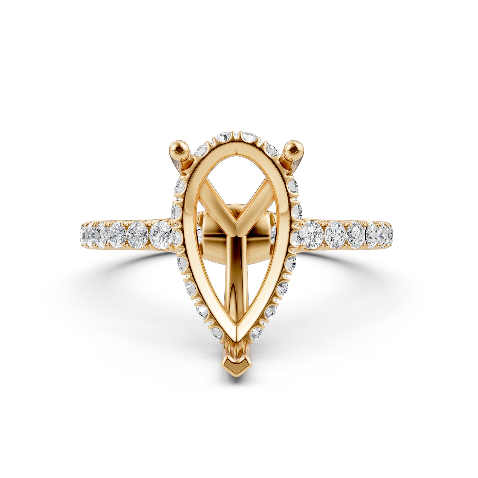 Hidden Halo French U Cut Pave Set Semi Mount Lab Grown Diamond Engagement Ring 0.60Ct.