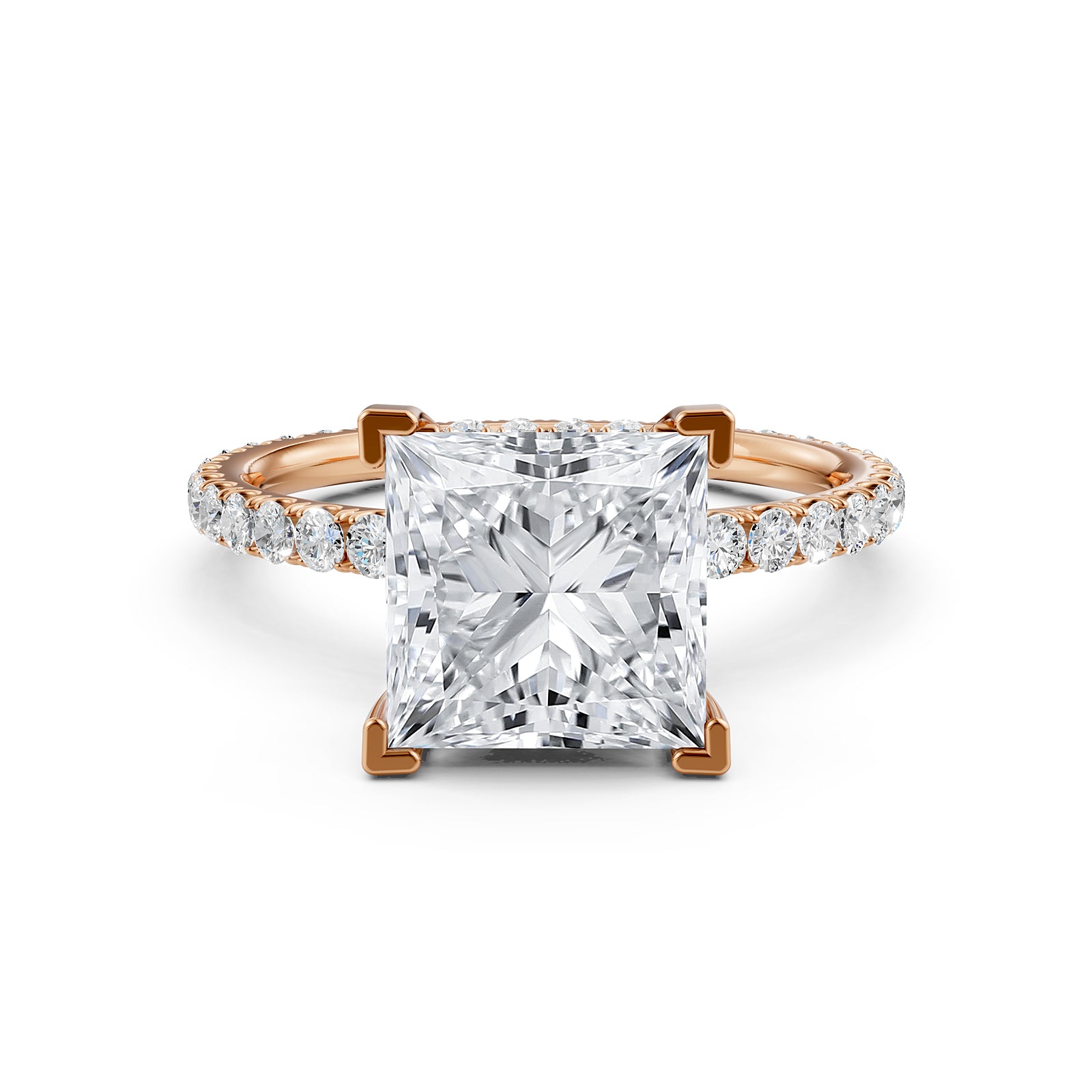 Hidden Halo French U Cut Pave Set Lab Grown Diamond Engagement Ring IGI Certified 2.60 Ctw.