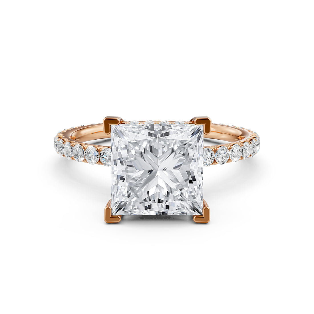 Hidden Halo French U Cut Pave Set Lab Grown Diamond Engagement Ring IGI Certified 2.60 Ctw.