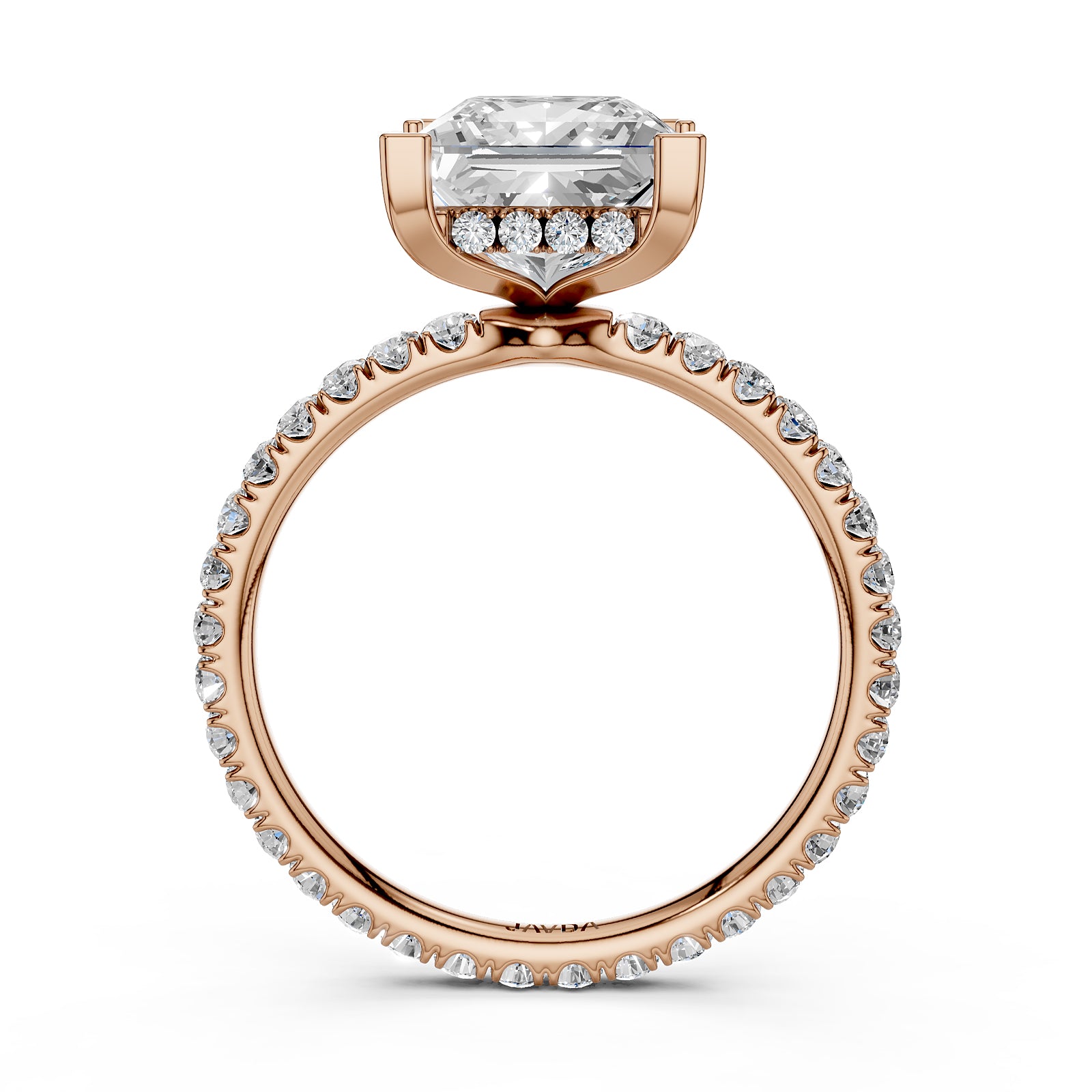 Hidden Halo French U Cut Pave Set Lab Grown Diamond Engagement Ring IGI Certified 2.60 Ctw.