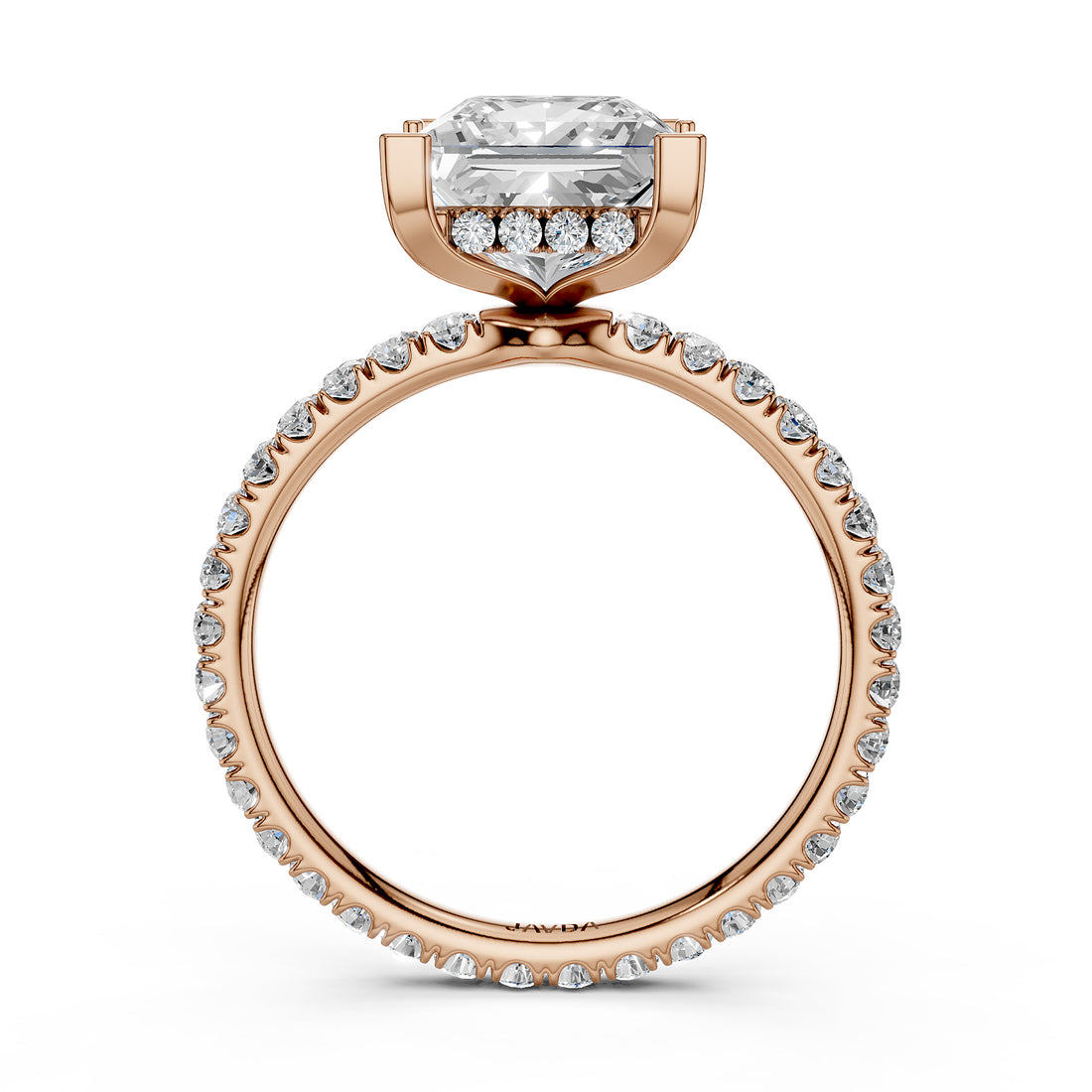 Hidden Halo French U Cut Pave Set Lab Grown Diamond Engagement Ring IGI Certified 2.60 Ctw.