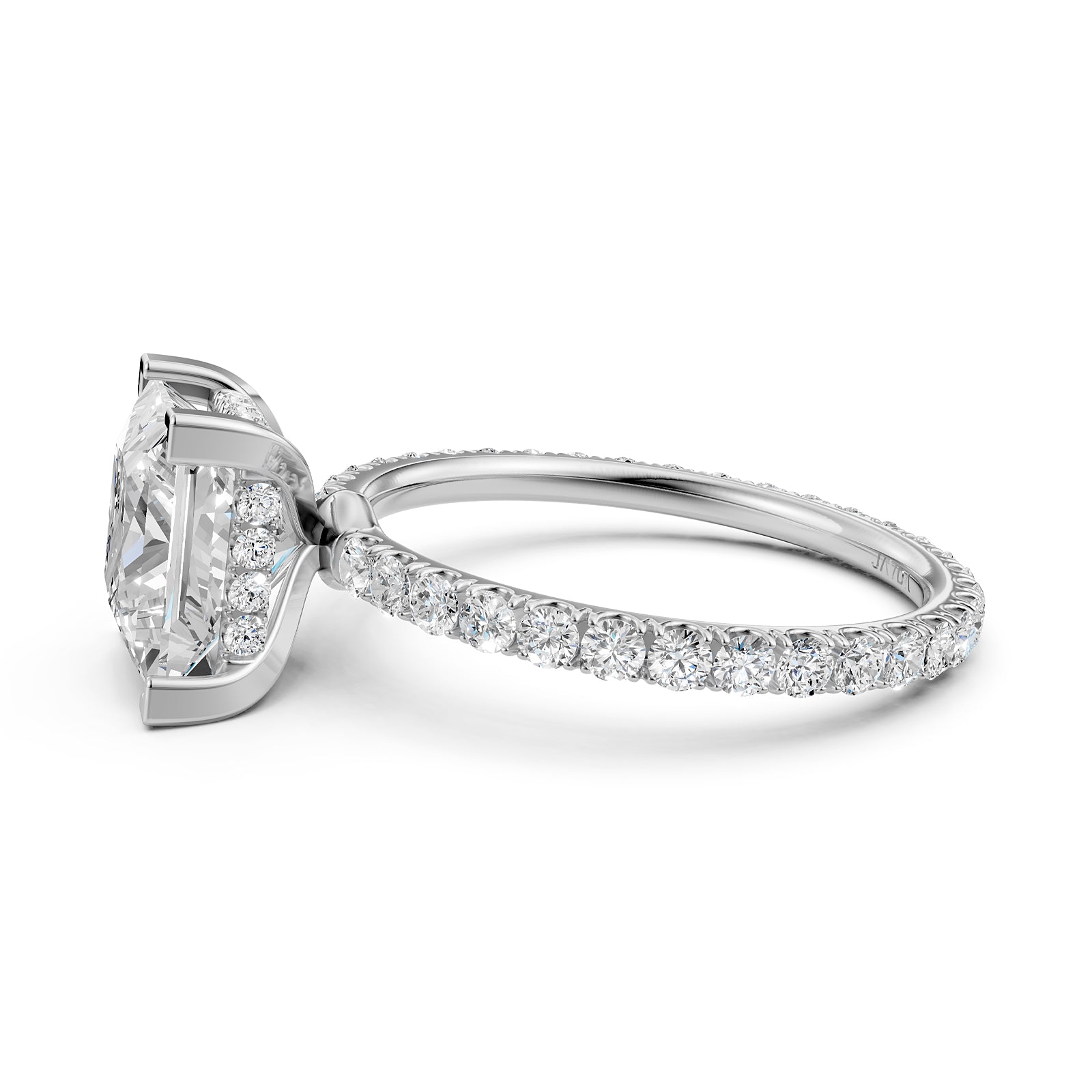 Hidden Halo French U Cut Pave Set Lab Grown Diamond Engagement Ring IGI Certified 2.60 Ctw.