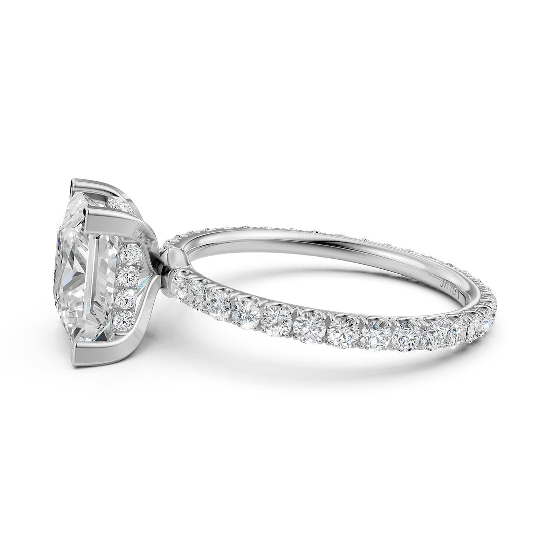 Hidden Halo French U Cut Pave Set Lab Grown Diamond Engagement Ring IGI Certified 2.60 Ctw.