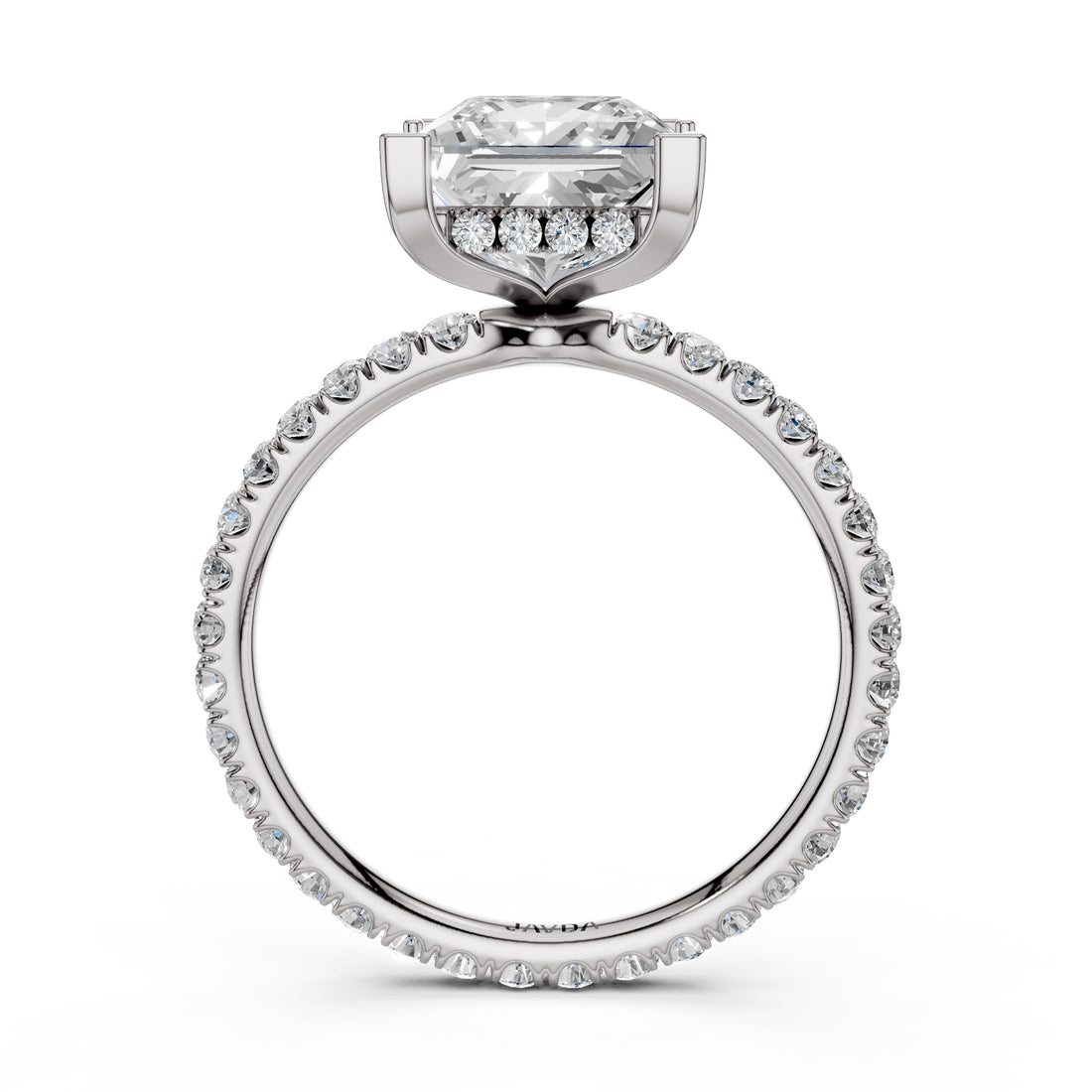 Hidden Halo French U Cut Pave Set Lab Grown Diamond Engagement Ring IGI Certified 2.60 Ctw.