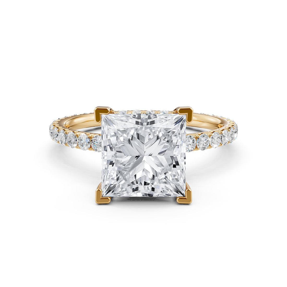 Hidden Halo French U Cut Pave Set Lab Grown Diamond Engagement Ring IGI Certified 2.60 Ctw.
