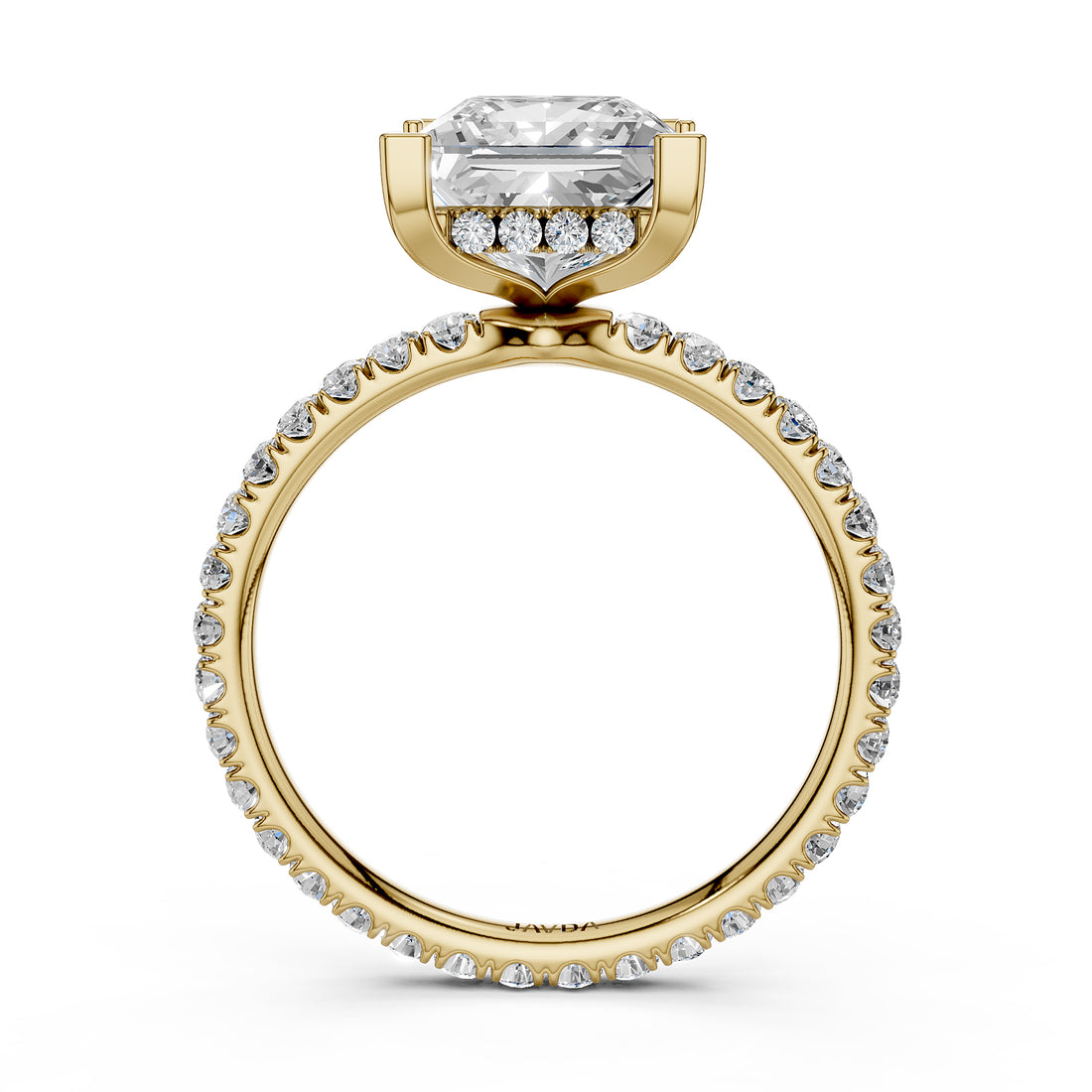 Hidden Halo French U Cut Pave Set Lab Grown Diamond Engagement Ring IGI Certified 2.60 Ctw.