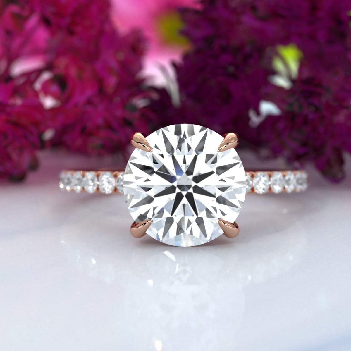 Hidden Halo French U Cut Pave Set Lab Grown Diamond Engagement Ring IGI Certified 2.60 Ctw.