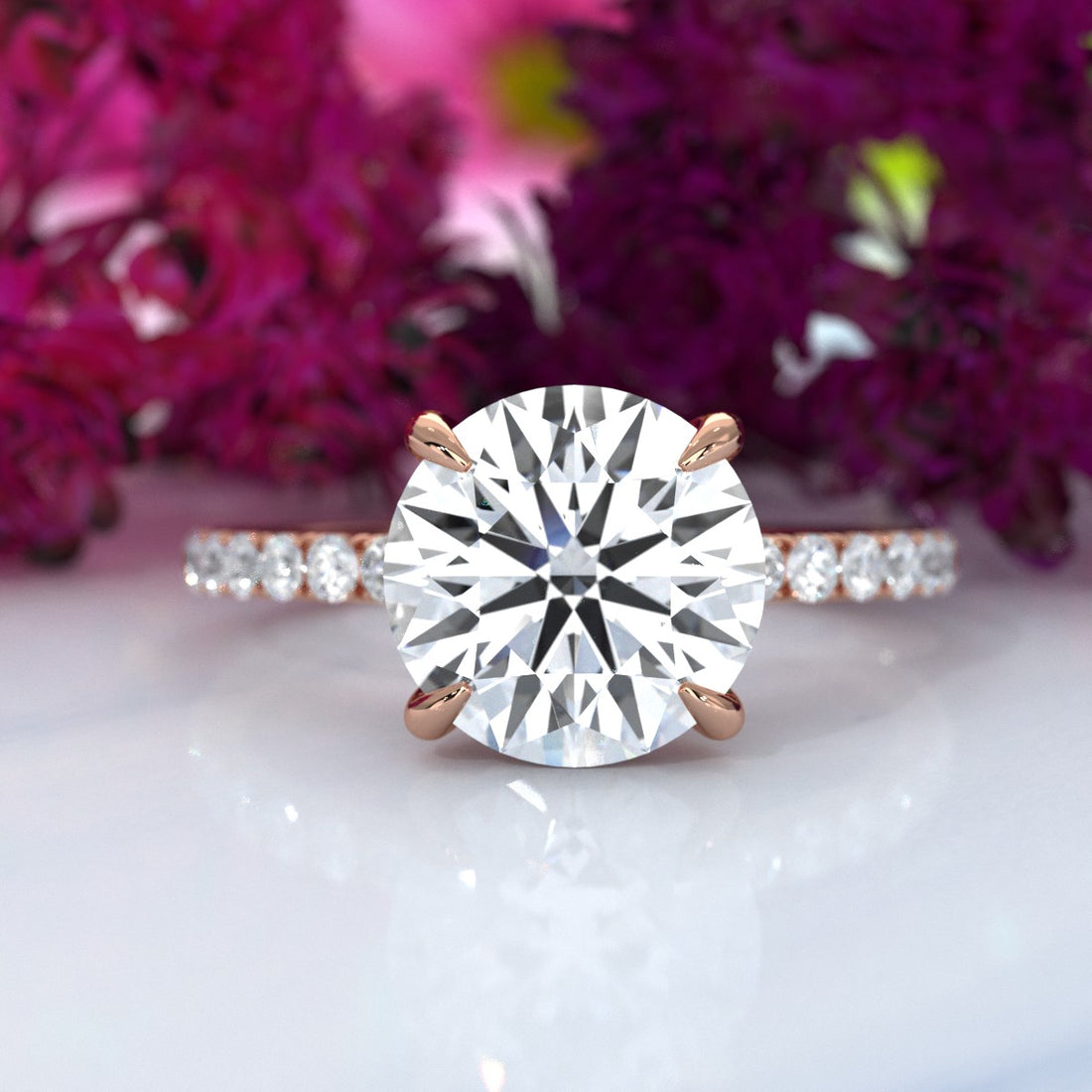 Hidden Halo French U Cut Pave Set Lab Grown Diamond Engagement Ring IGI Certified 2.60 Ctw.