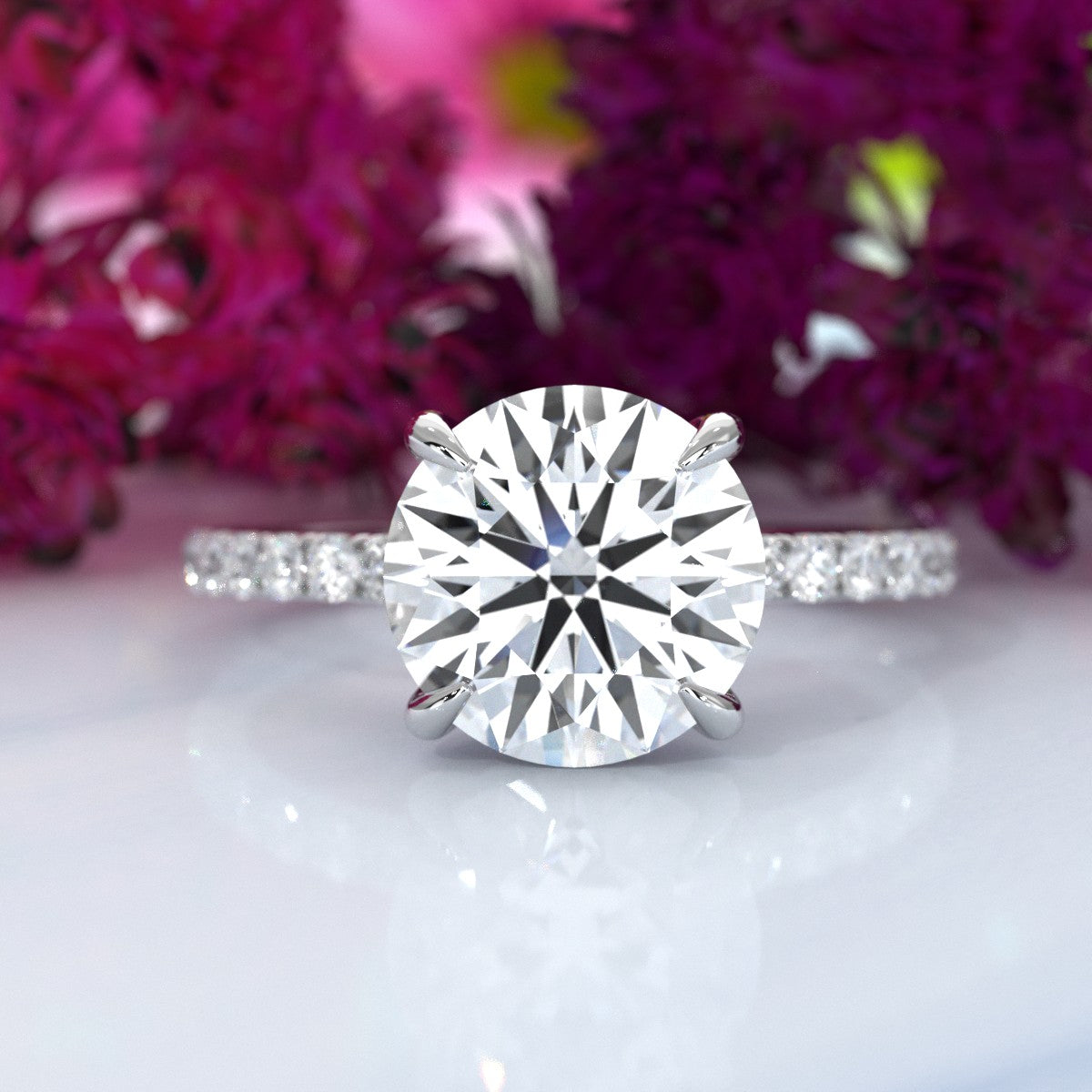 Hidden Halo French U Cut Pave Set Lab Grown Diamond Engagement Ring IGI Certified 2.60 Ctw.