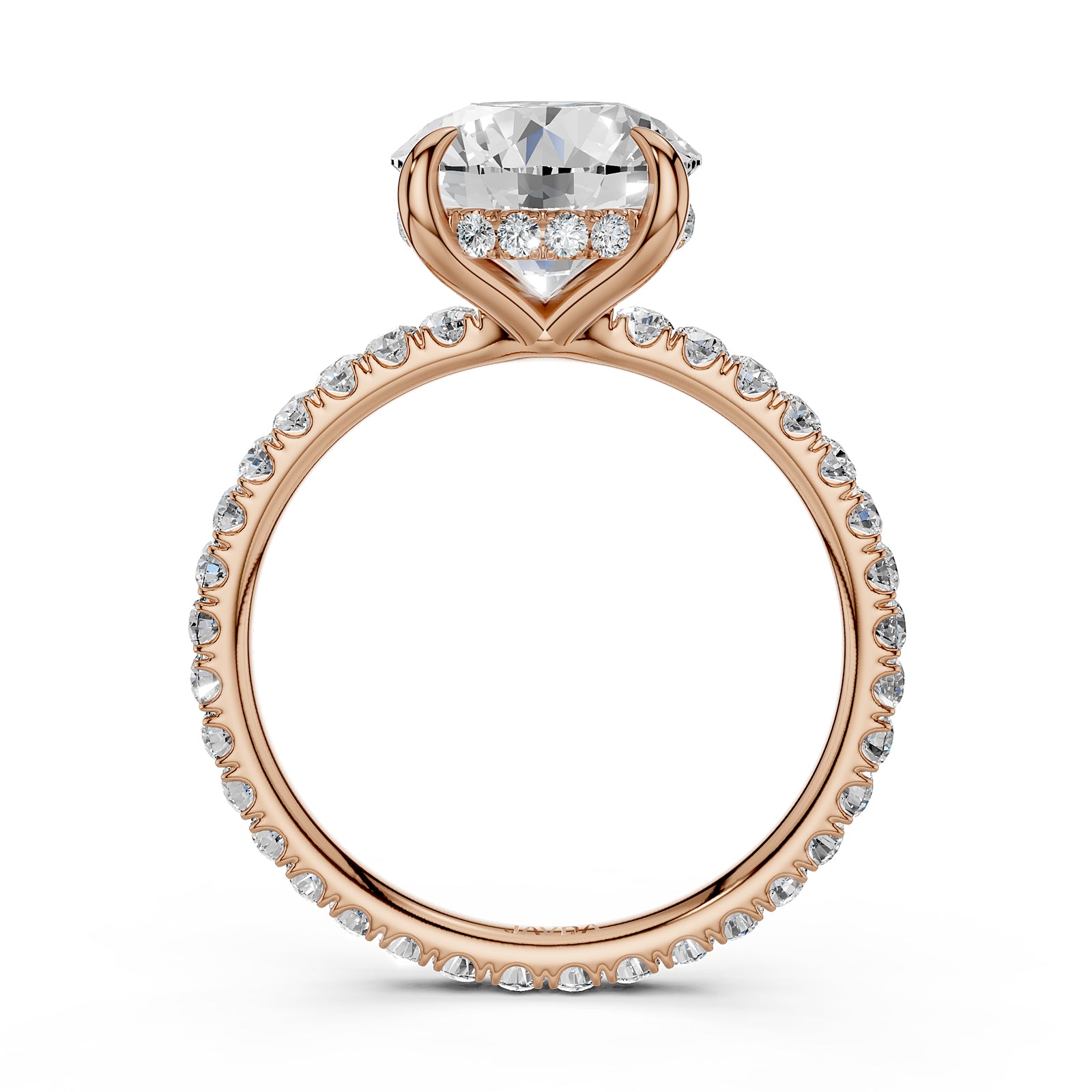 Hidden Halo French U Cut Pave Set Lab Grown Diamond Engagement Ring IGI Certified 2.60 Ctw.