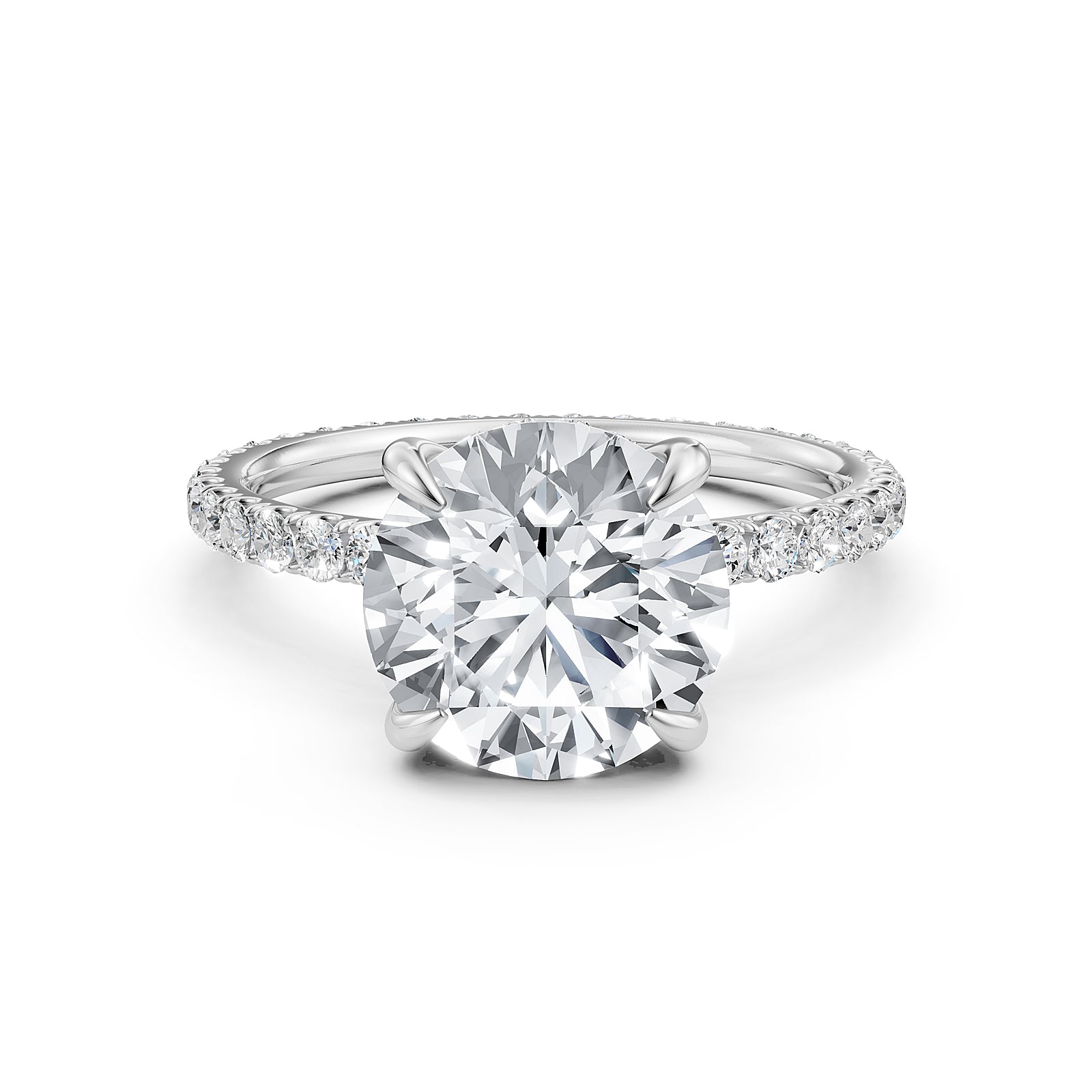 Hidden Halo French U Cut Pave Set Round Lab Grown Diamond Engagement Ring