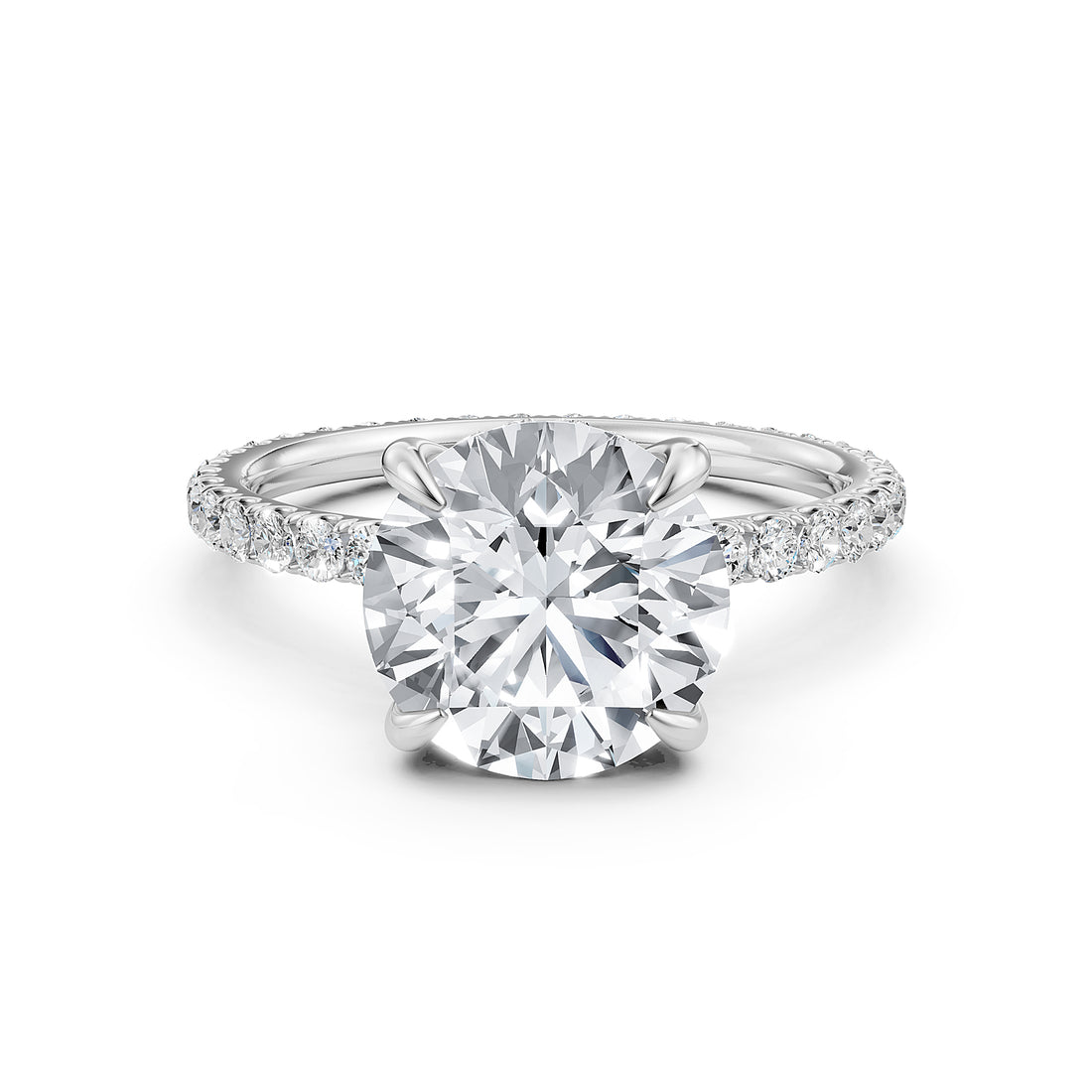 Hidden Halo French U Cut Pave Set Lab Grown Diamond Engagement Ring IGI Certified 2.60 Ctw.