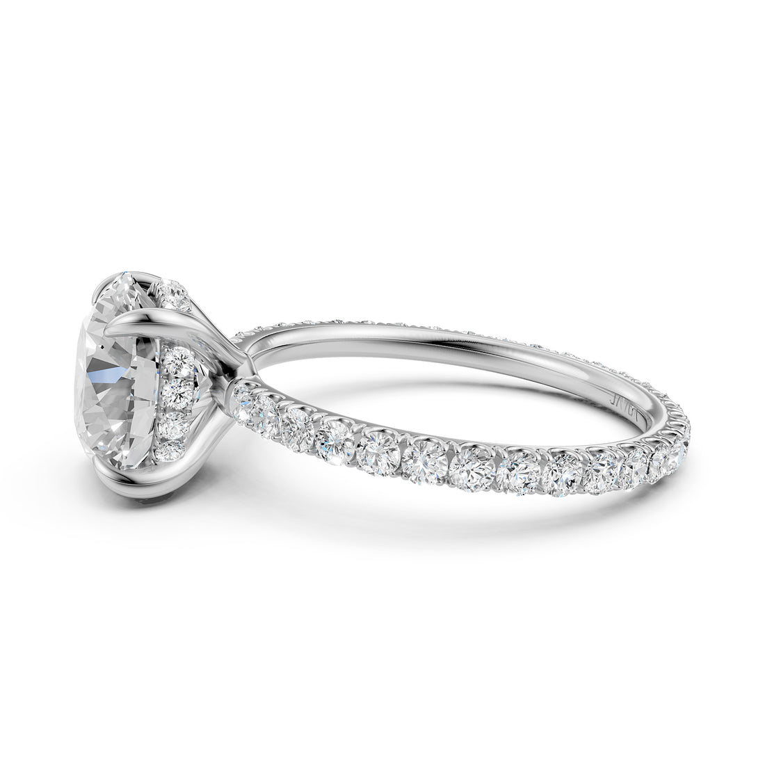 Hidden Halo French U Cut Pave Set Lab Grown Diamond Engagement Ring IGI Certified 2.60 Ctw.