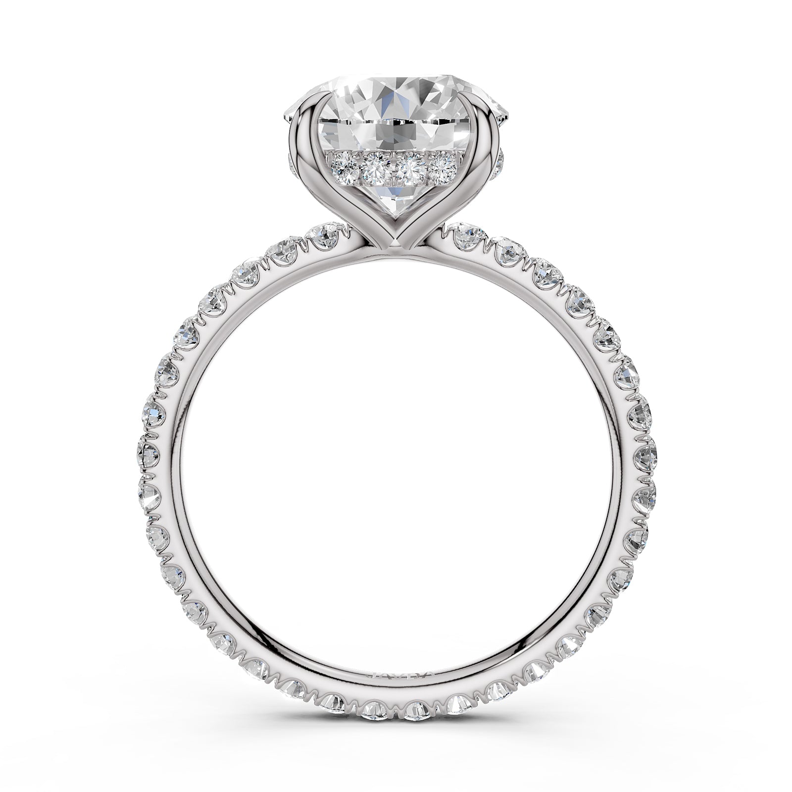 Hidden Halo French U Cut Pave Set Lab Grown Diamond Engagement Ring IGI Certified 2.60 Ctw.