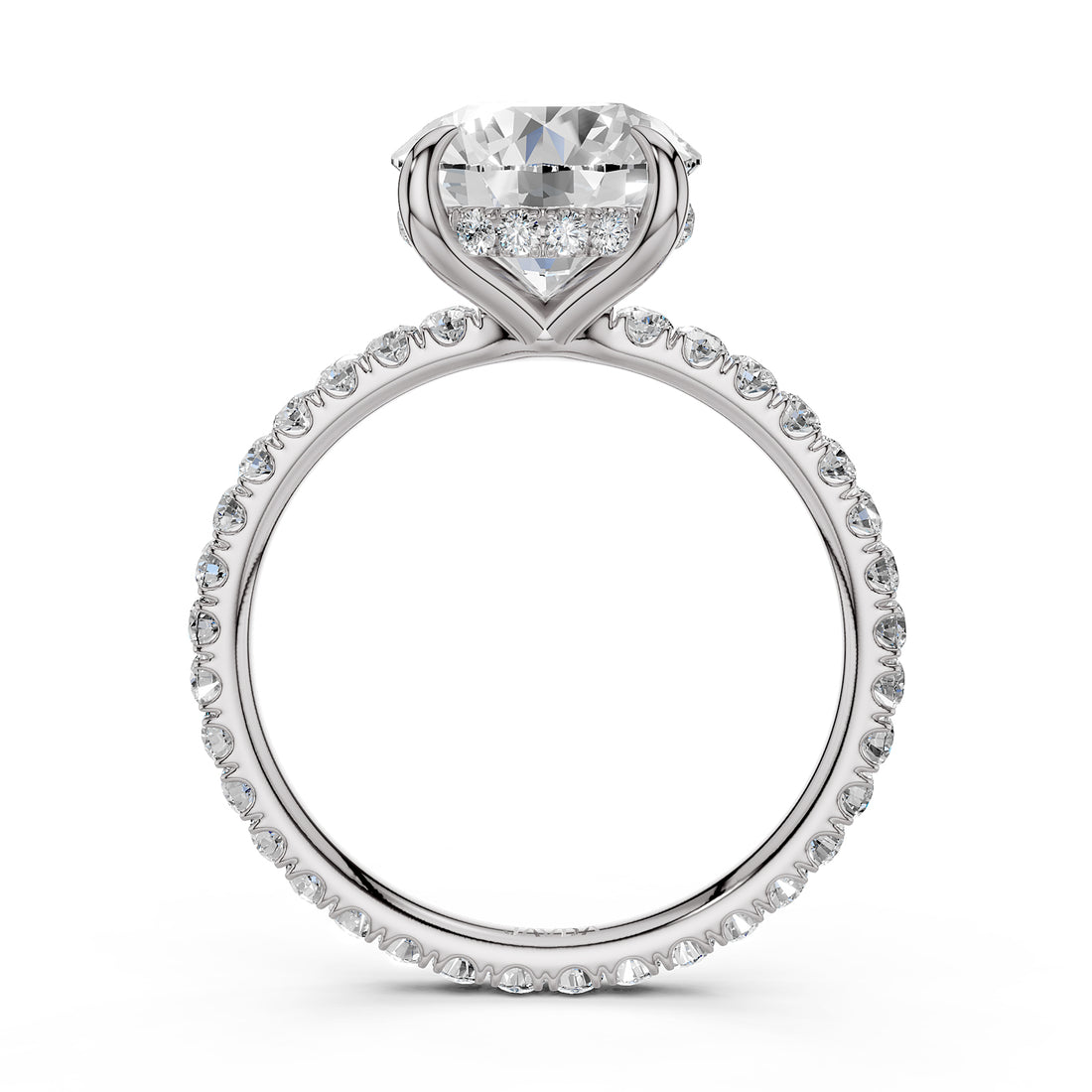 Hidden Halo French U Cut Pave Set Lab Grown Diamond Engagement Ring IGI Certified 2.60 Ctw.