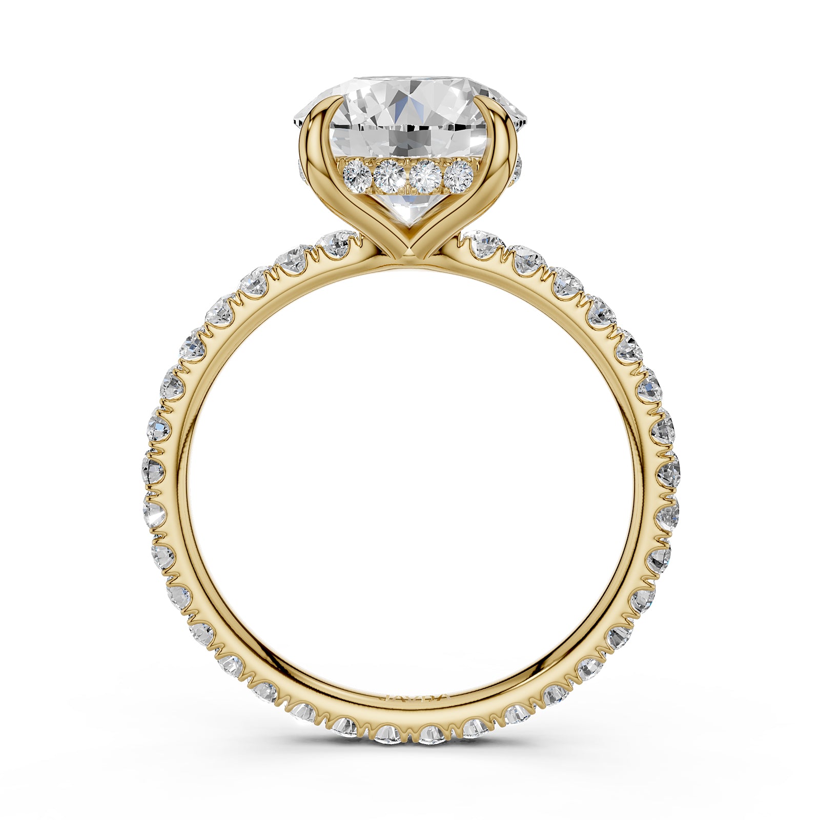 Hidden Halo French U Cut Pave Set Round Lab Grown Diamond Engagement Ring