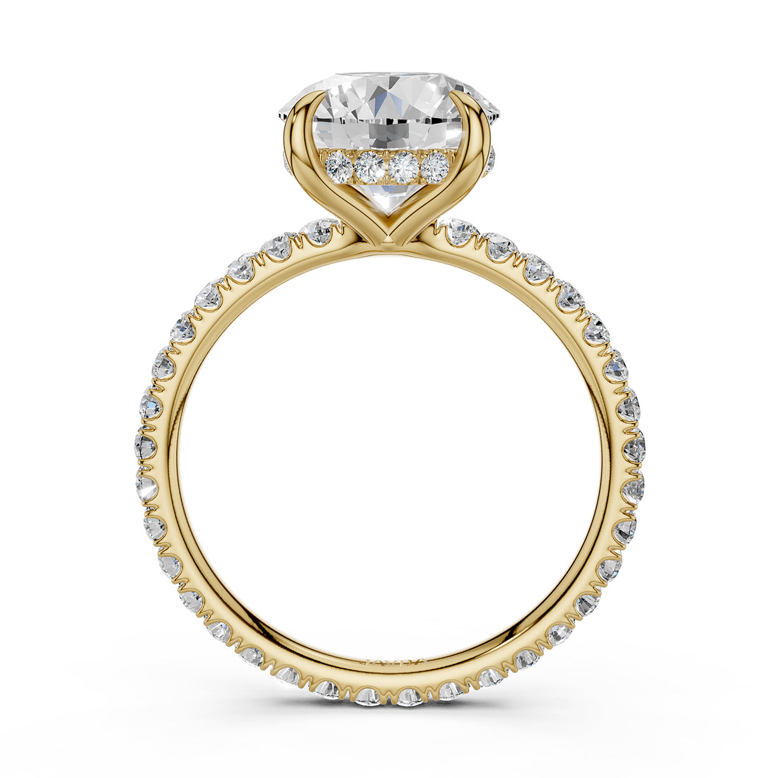 Hidden Halo French U Cut Pave Set Lab Grown Diamond Engagement Ring IGI Certified 2.60 Ctw.