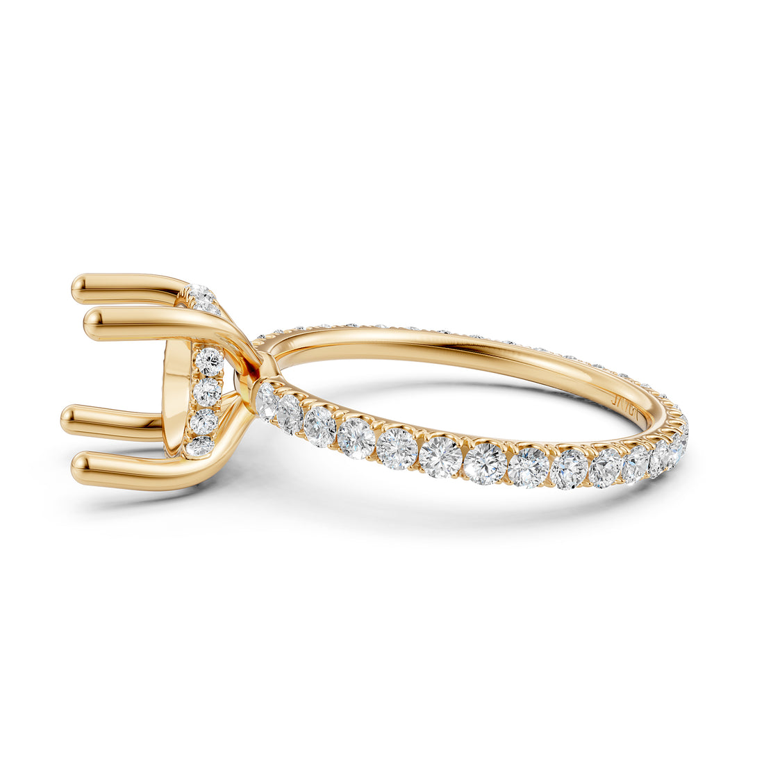 Hidden Halo French U Cut Pave Set Semi Mount Lab Grown Diamond Engagement Ring 0.60Ct.