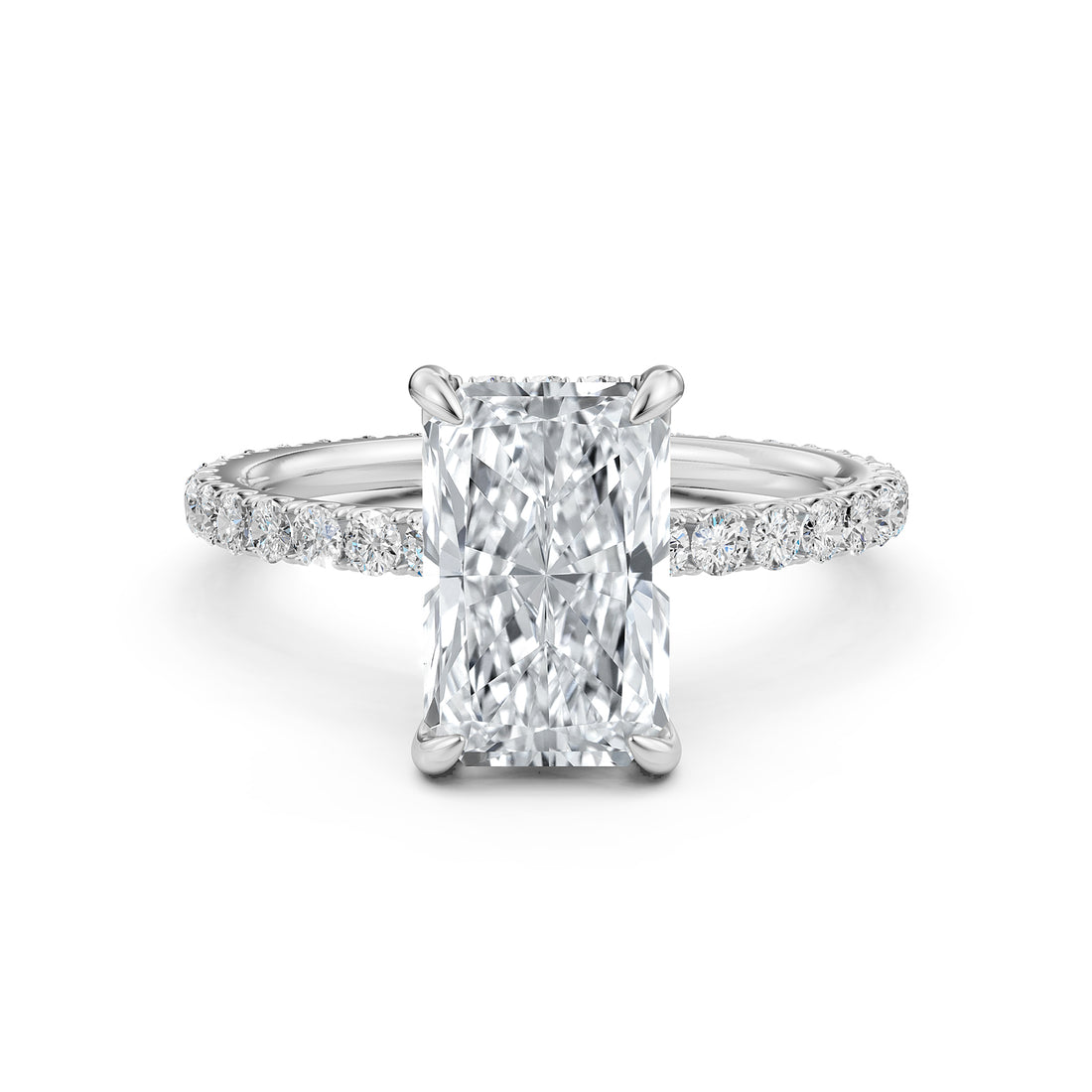 Hidden Halo French U Cut Pave Set Lab Grown Diamond Engagement Ring IGI Certified 2.60 Ctw.