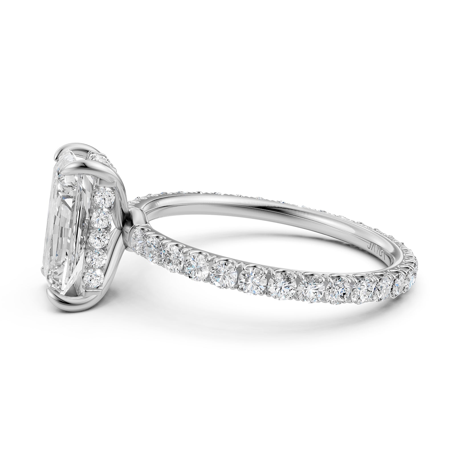 Hidden Halo French U Cut Pave Set Lab Grown Diamond Engagement Ring IGI Certified 2.60 Ctw.