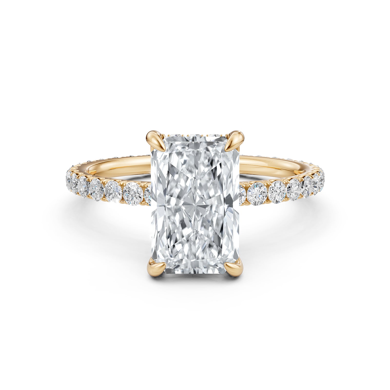 Hidden Halo French U Cut Pave Set Lab Grown Diamond Engagement Ring IGI Certified 2.60 Ctw.