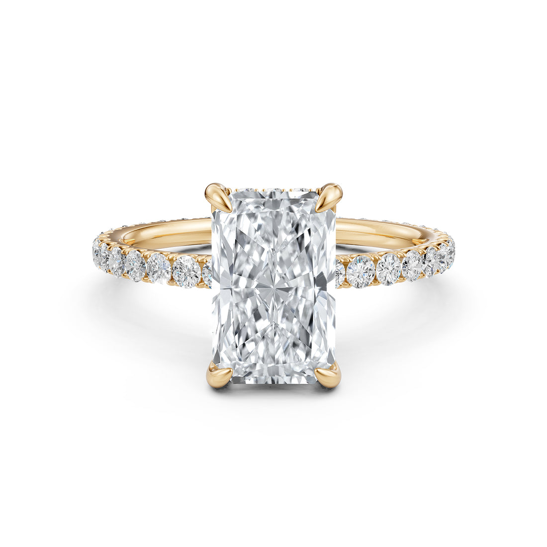 Hidden Halo French U Cut Pave Set Lab Grown Diamond Engagement Ring IGI Certified 2.60 Ctw.