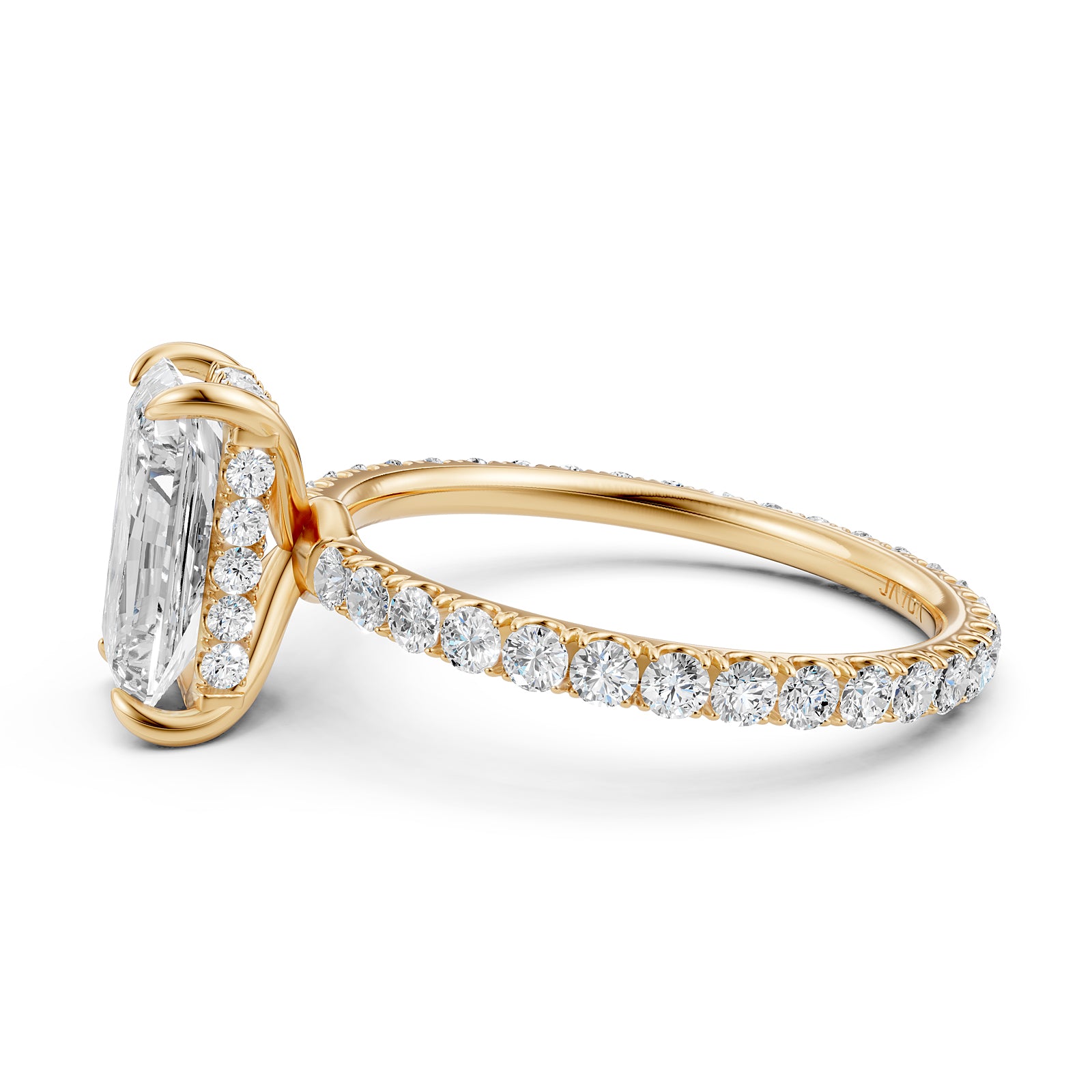 Hidden Halo French U Cut Pave Set Lab Grown Diamond Engagement Ring IGI Certified 2.60 Ctw.