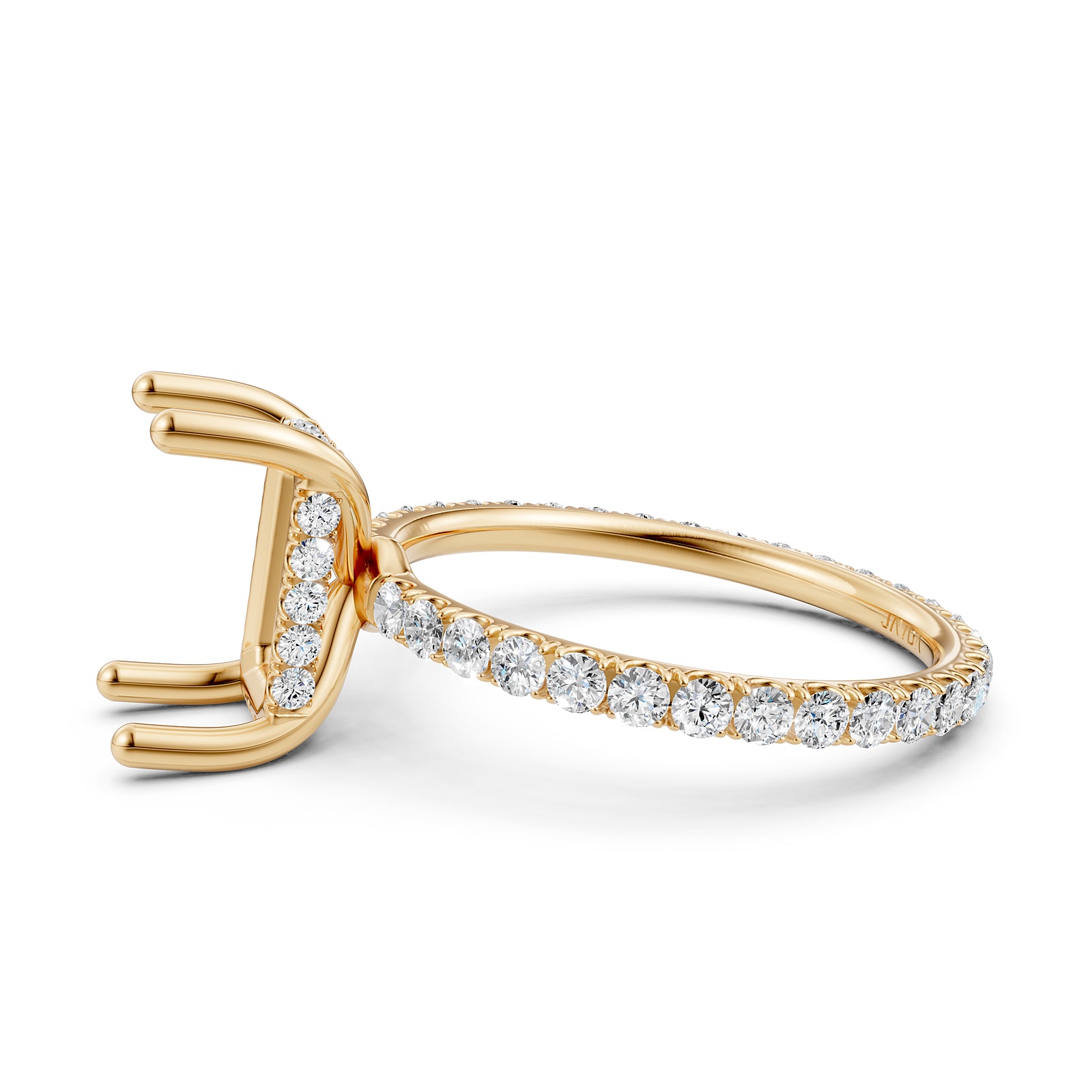 Hidden Halo French U Cut Pave Set Semi Mount Lab Grown Diamond Engagement Ring 0.60Ct.