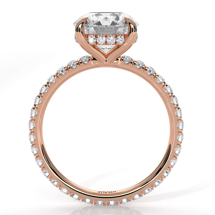 Hidden Halo French U Cut Pave Diamond Engagement Ring 14k Gold