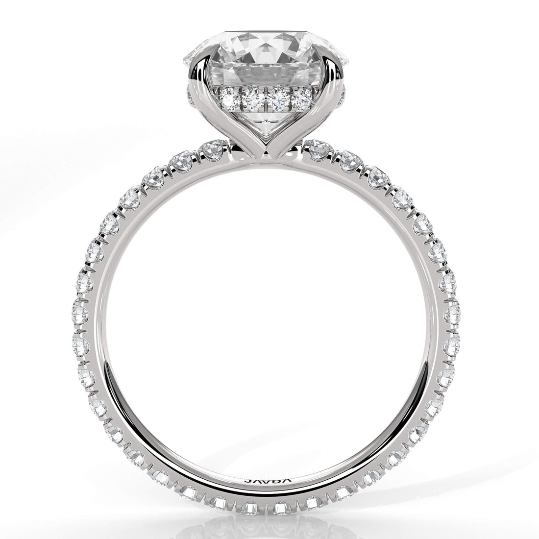 Hidden Halo French U Cut Pave Diamond Engagement Ring 14k Gold