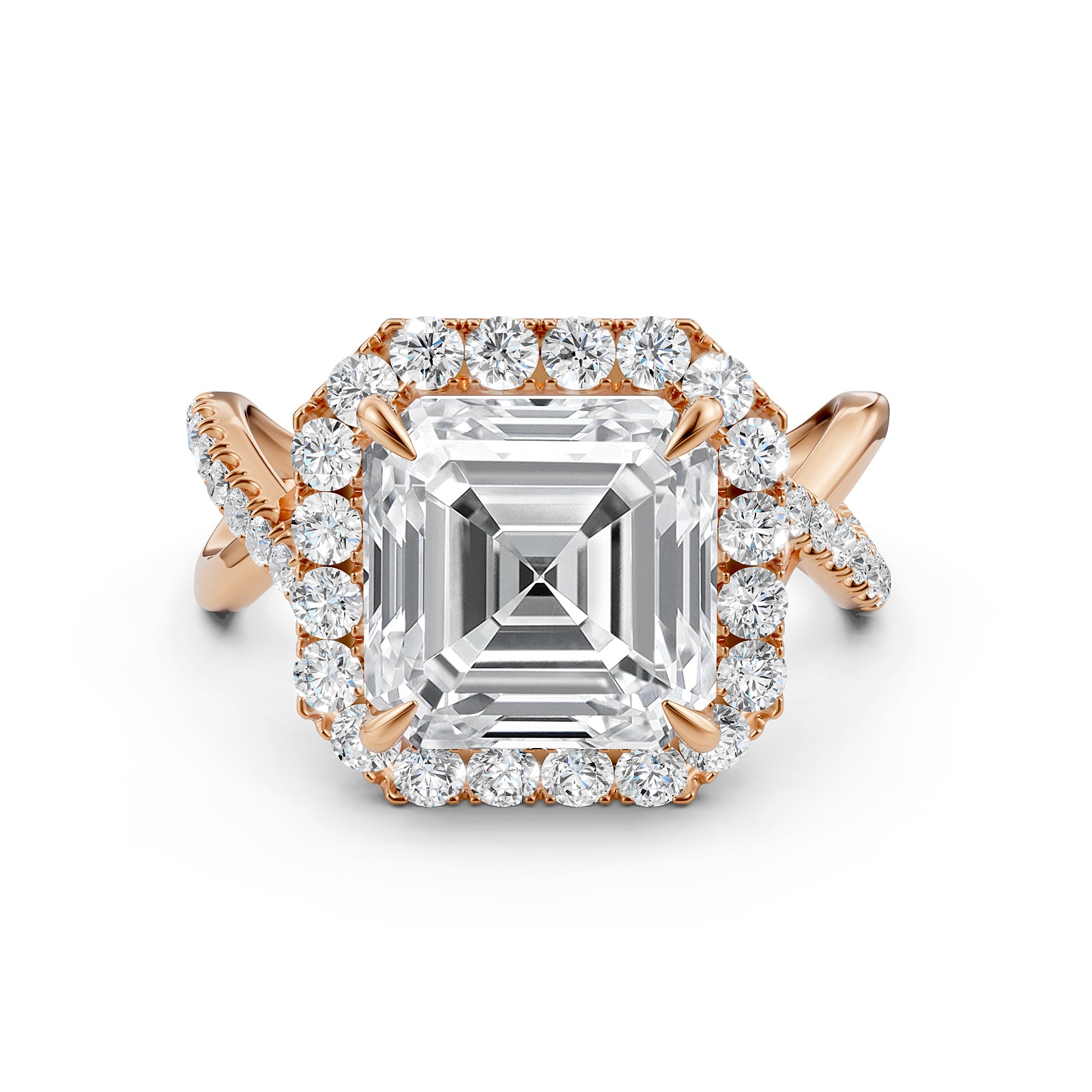 Twisted Halo XOXO Style Lab Grown Diamond Engagement Ring IGI Certified 3.70 Ctw.