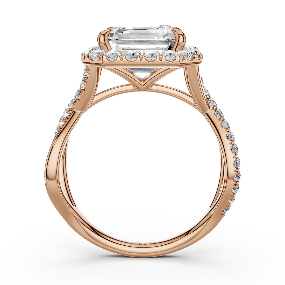 Twisted Halo XOXO Style Lab Grown Diamond Engagement Ring IGI Certified 3.70 Ctw.