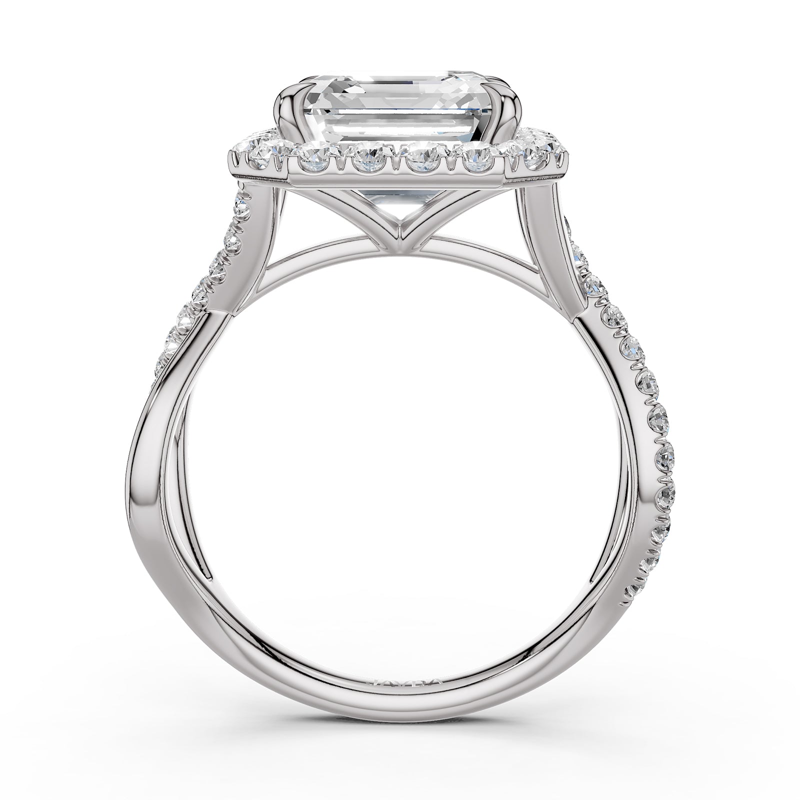 Twisted Halo XOXO Style Lab Grown Diamond Engagement Ring IGI Certified 3.70 Ctw.