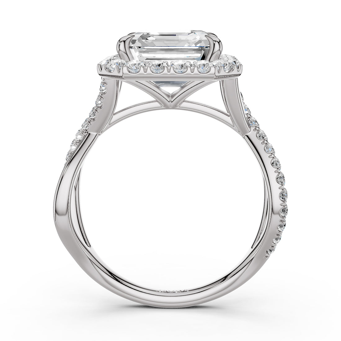 Twisted Halo XOXO Style Lab Grown Diamond Engagement Ring IGI Certified 3.70 Ctw.