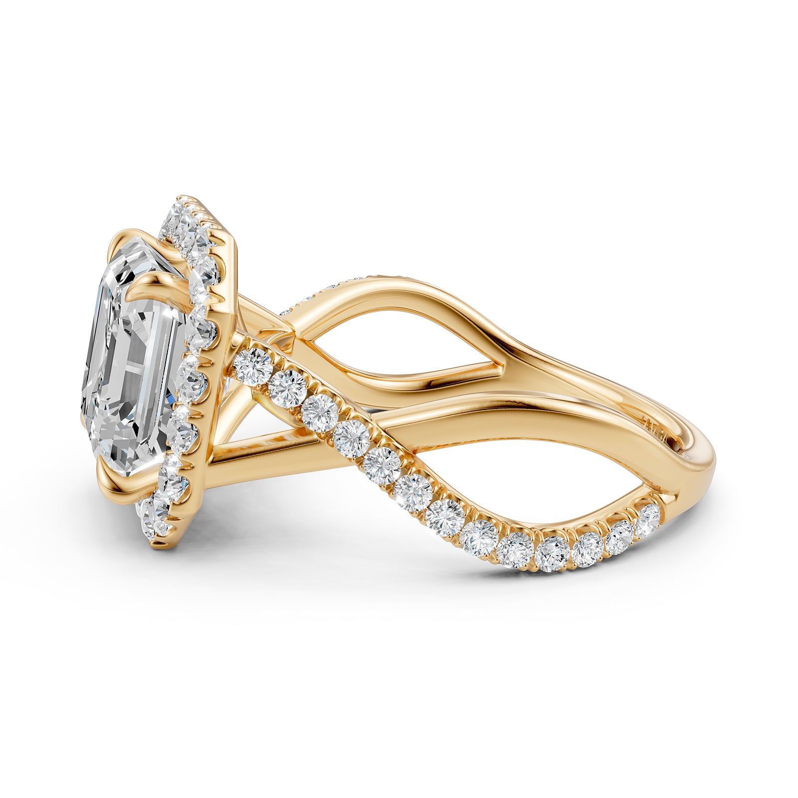 Twisted Halo XOXO Style Lab Grown Diamond Engagement Ring IGI Certified 3.70 Ctw.