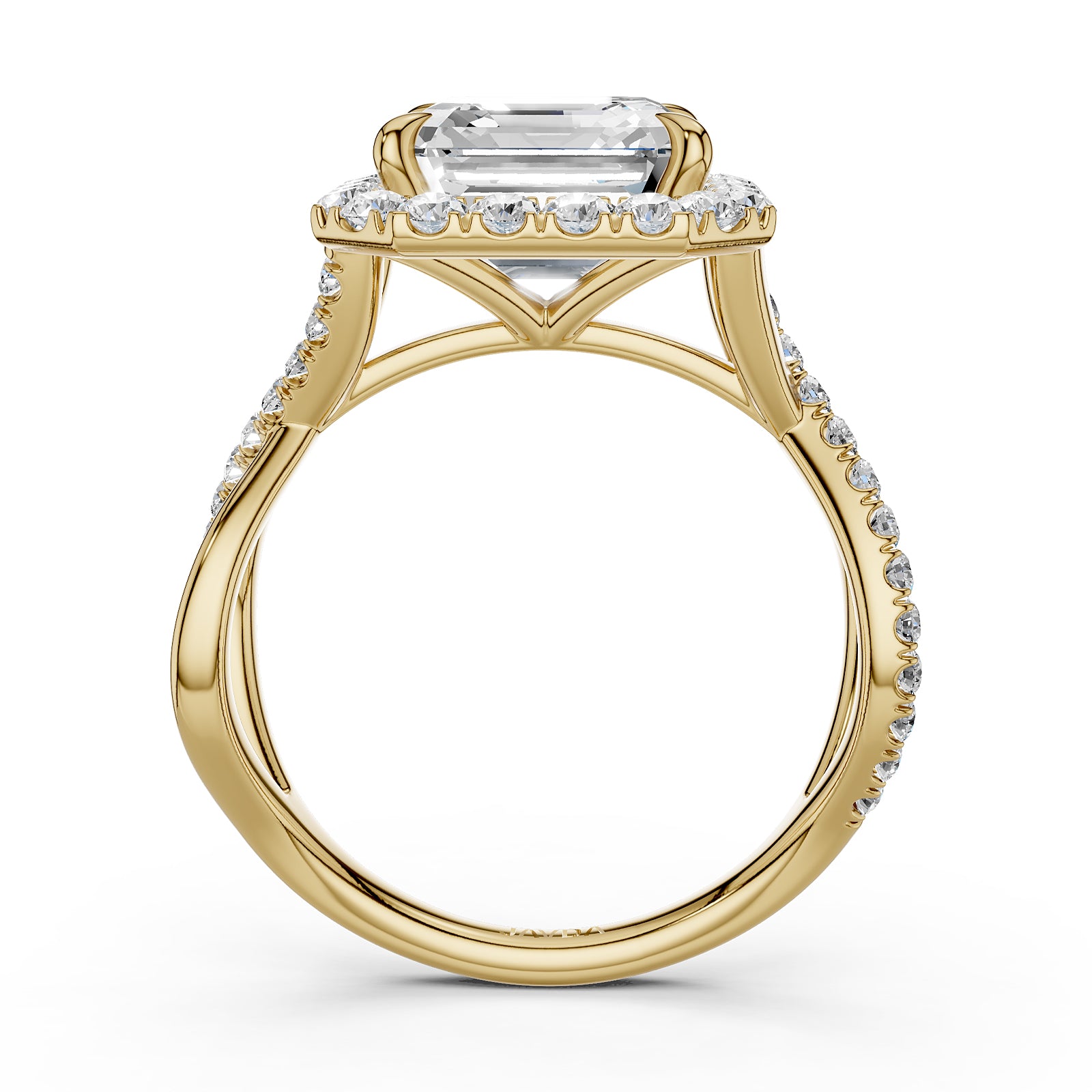 Twisted Halo XOXO Style Asscher Lab Grown Diamond Engagement Ring