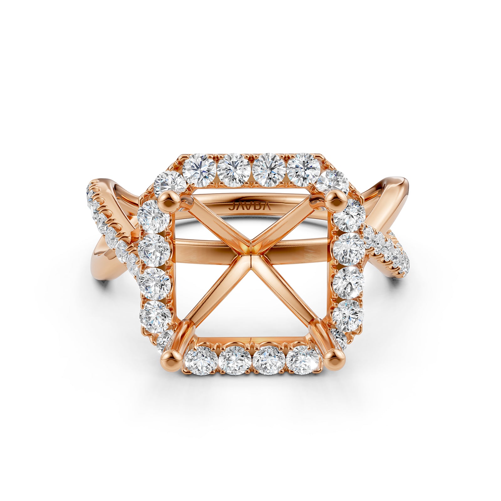 Twisted Halo XOXO Style Semi Mount Lab Grown Diamond Engagement Ring 0.70Ct.