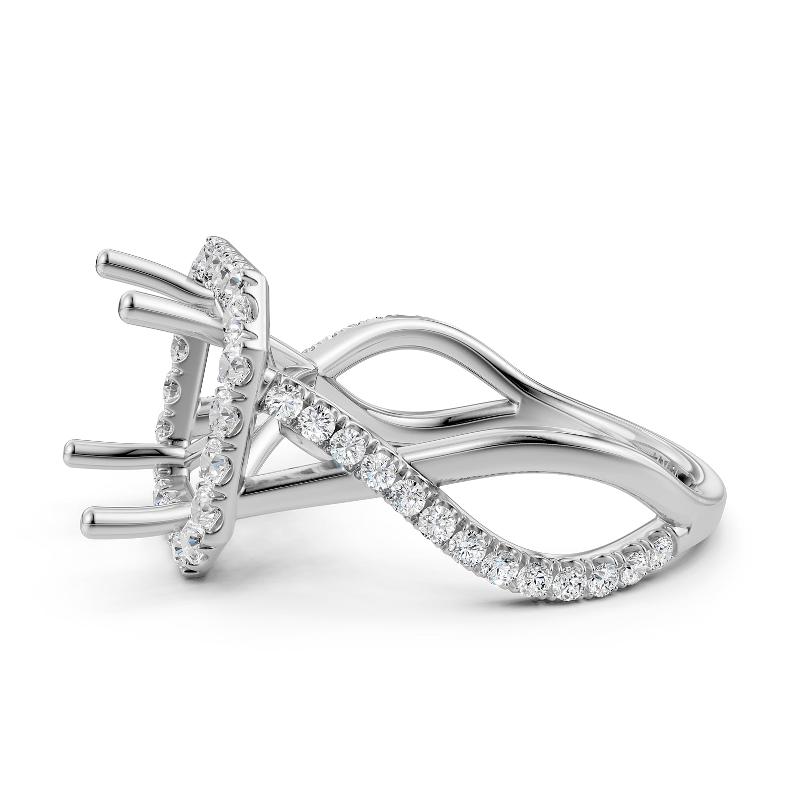 Twisted Halo XOXO Style Semi Mount Lab Grown Diamond Engagement Ring 0.70Ct.