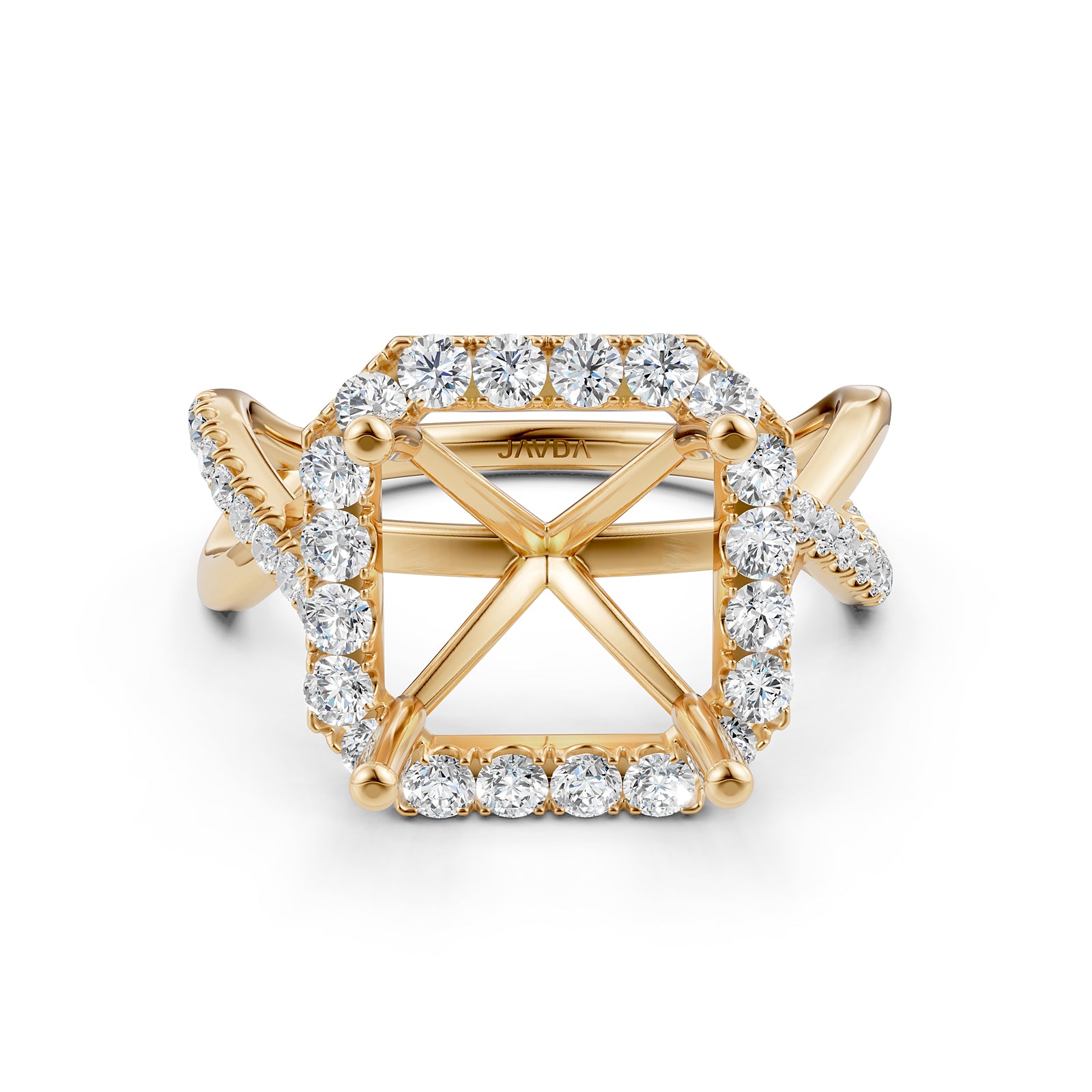 Twisted Halo XOXO Style Semi Mount Lab Grown Diamond Engagement Ring 0.70Ct.