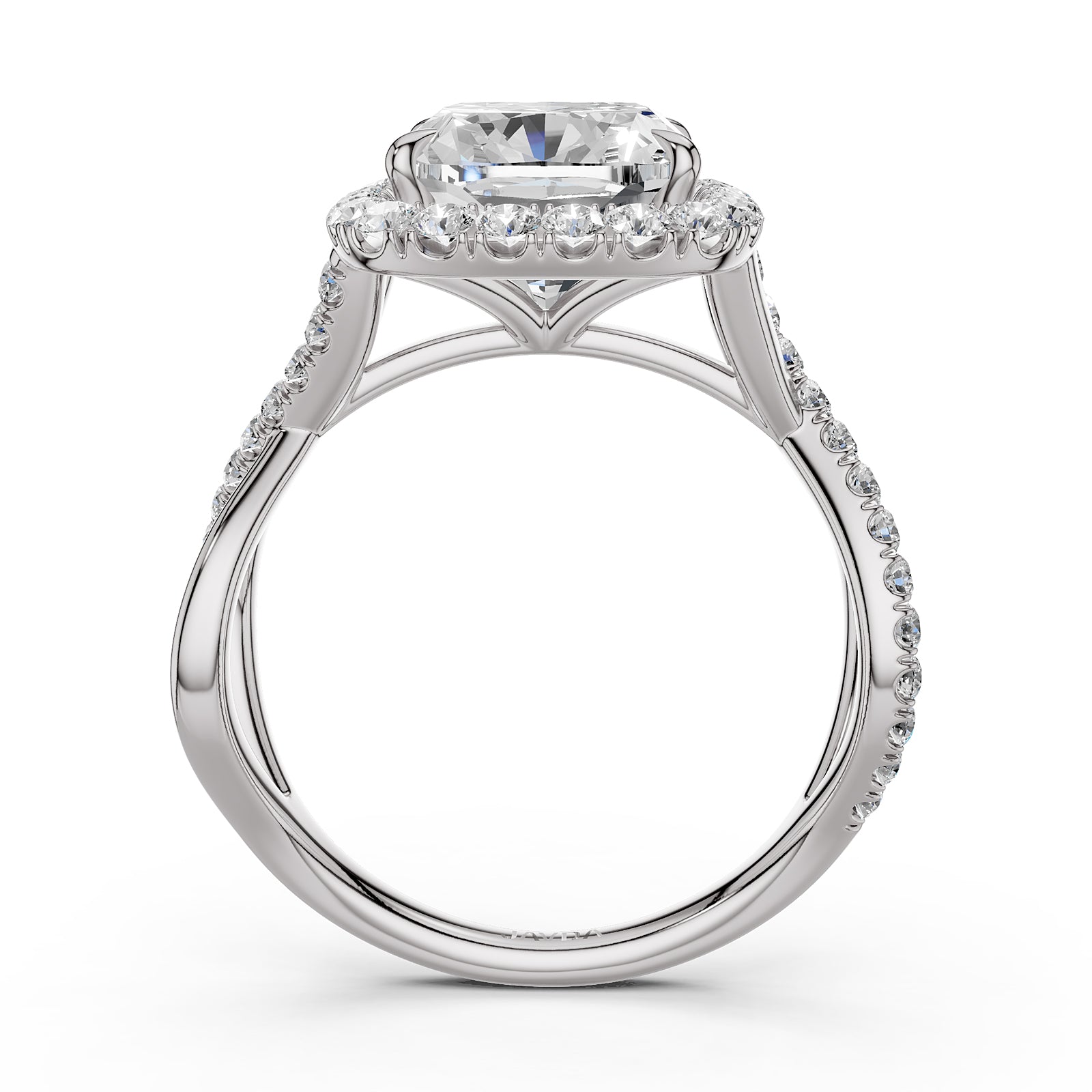 Twisted Halo XOXO Style Cushion Lab Grown Diamond Engagement Ring