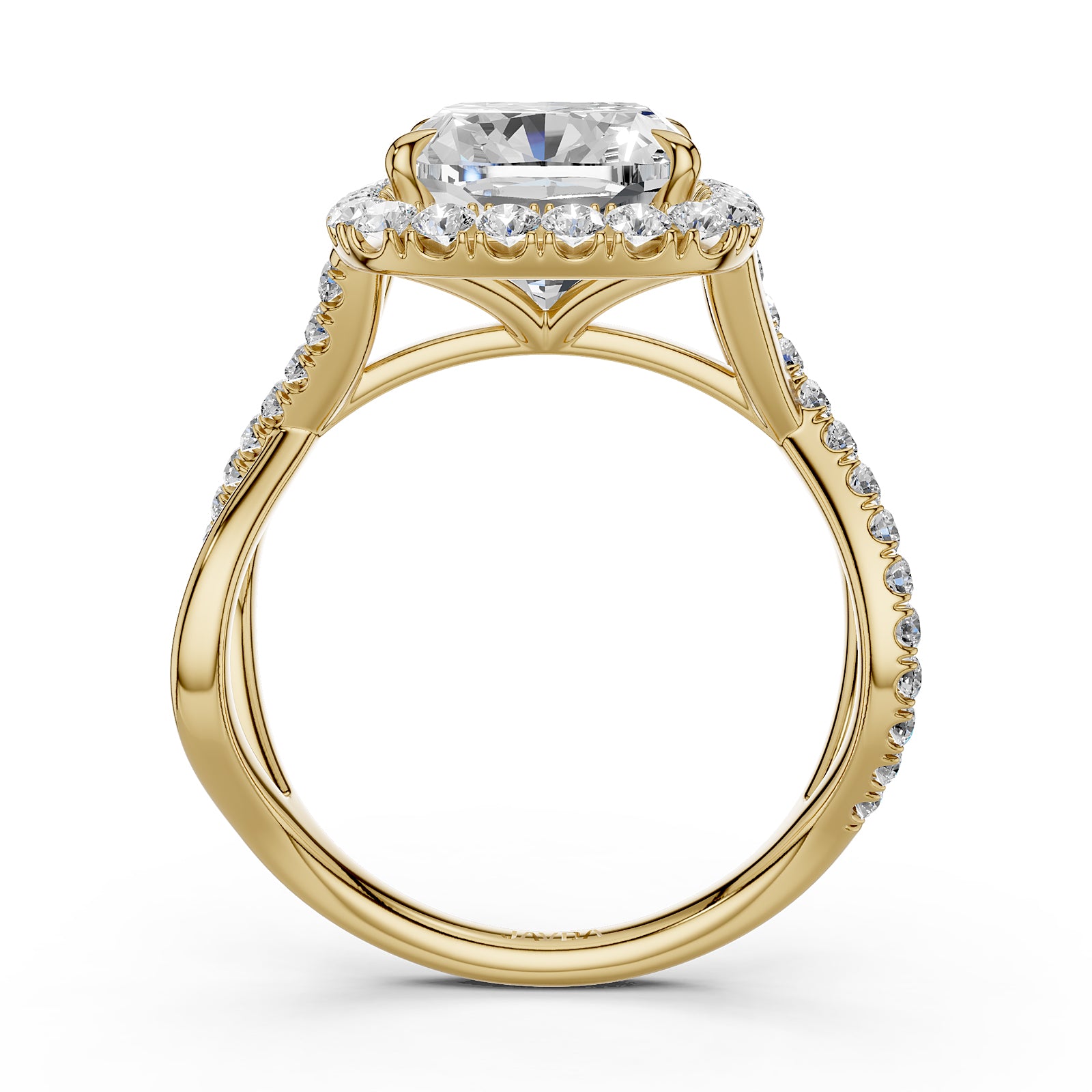 Twisted Halo XOXO Style Lab Grown Diamond Engagement Ring IGI Certified 3.70 Ctw.