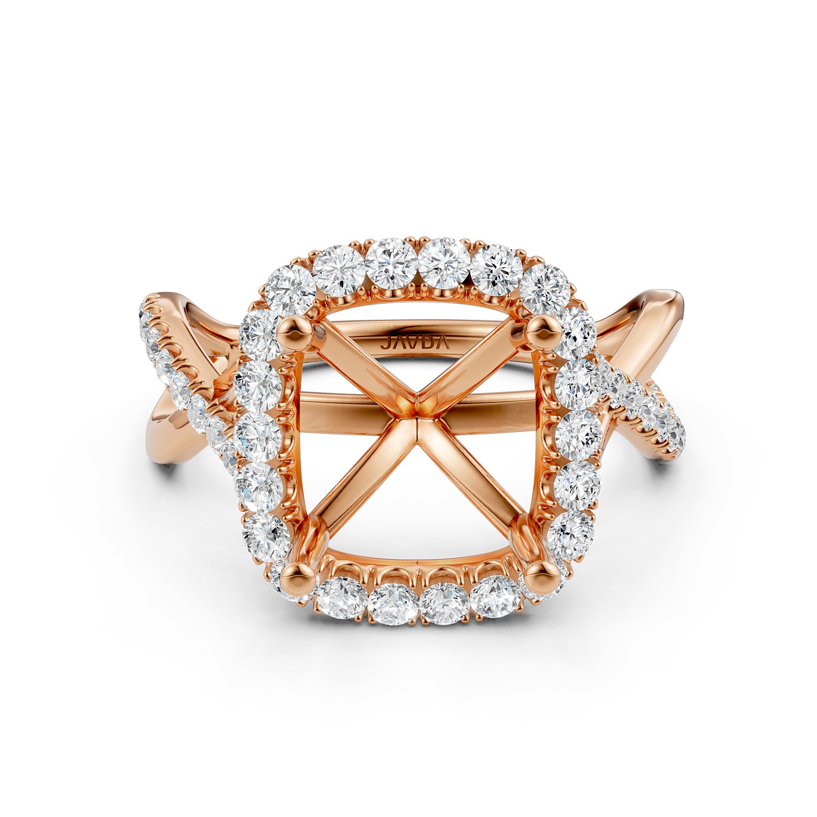 Twisted Halo XOXO Style Semi Mount Lab Grown Diamond Engagement Ring 0.70Ct.