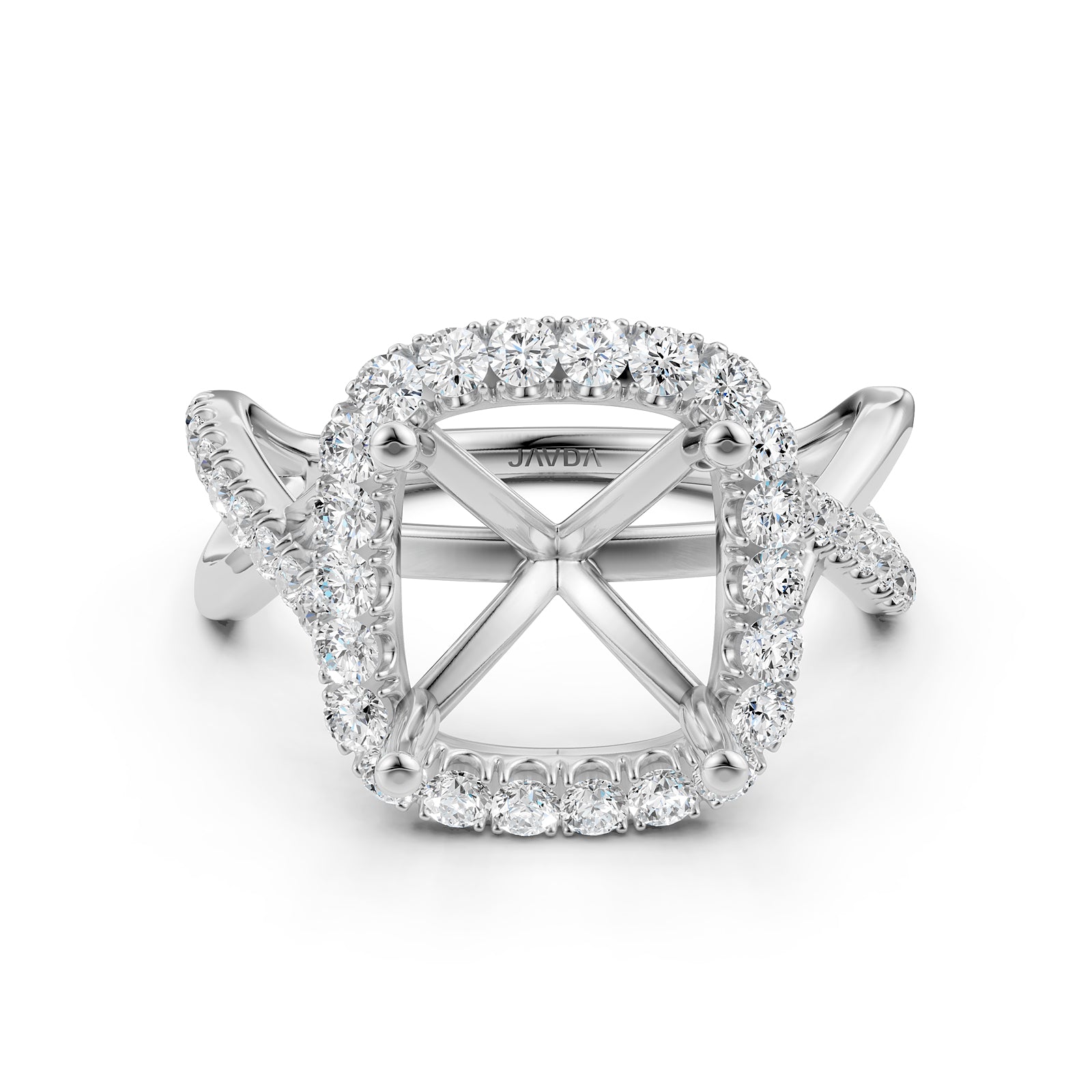 Twisted Halo XOXO Style Semi Mount Lab Grown Diamond Engagement Ring 0.70Ct.
