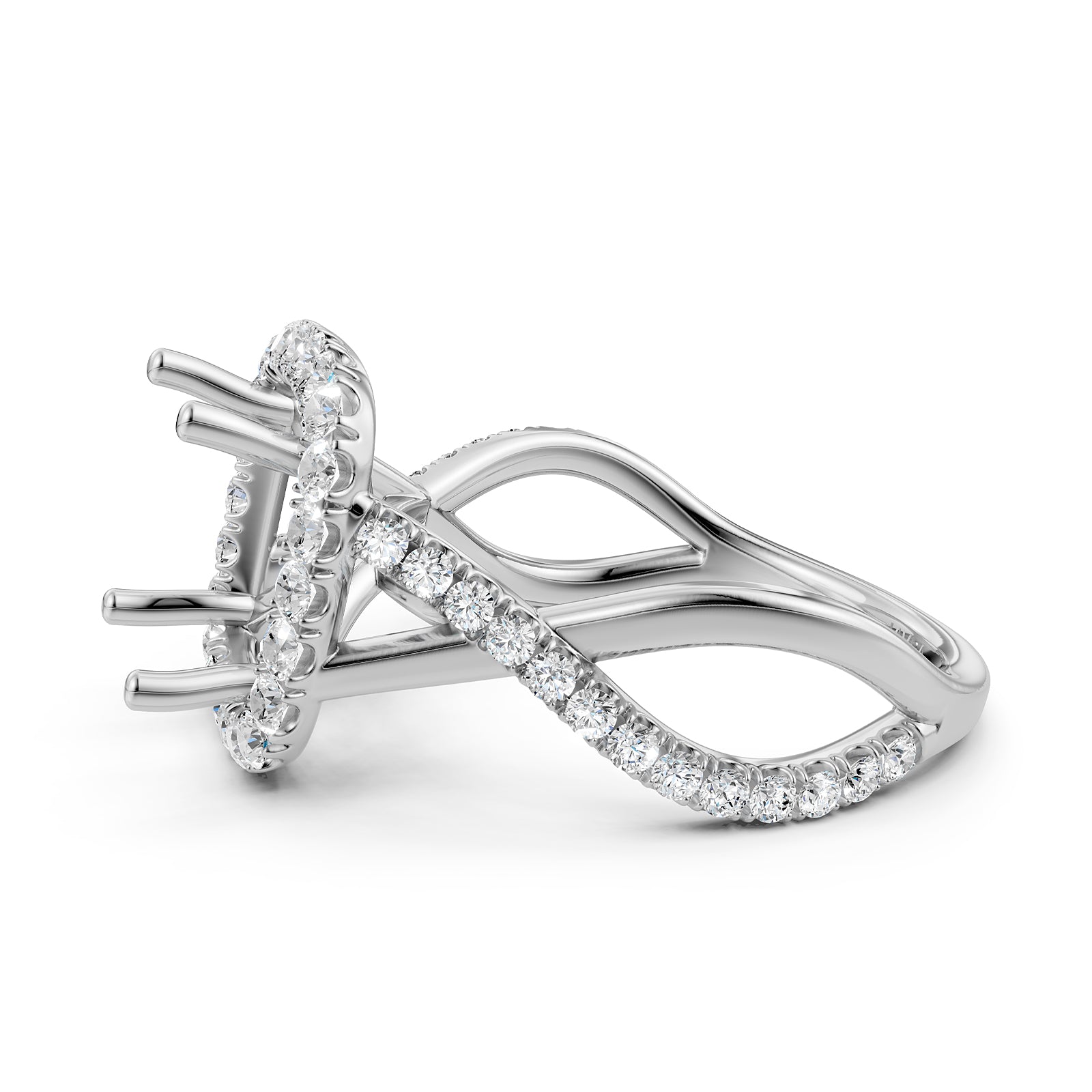 Twisted Halo XOXO Style Semi Mount Lab Grown Diamond Engagement Ring 0.70Ct.